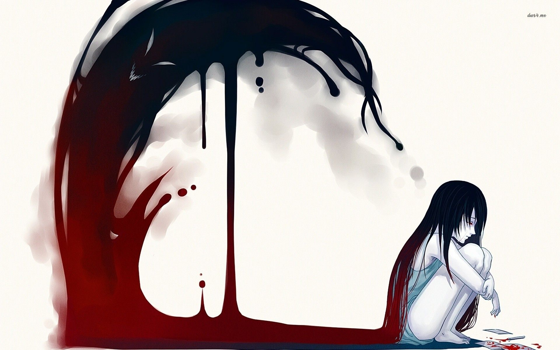 Girl surrounded by blood wallpaper wallpaper