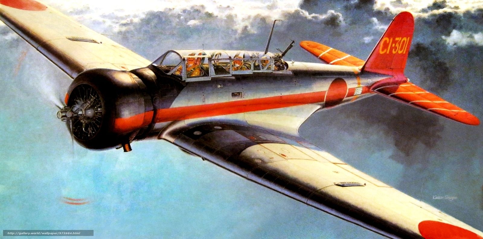 Download Wallpaper Deck, Torpedo Bomber, Japanese, Drawing. Free