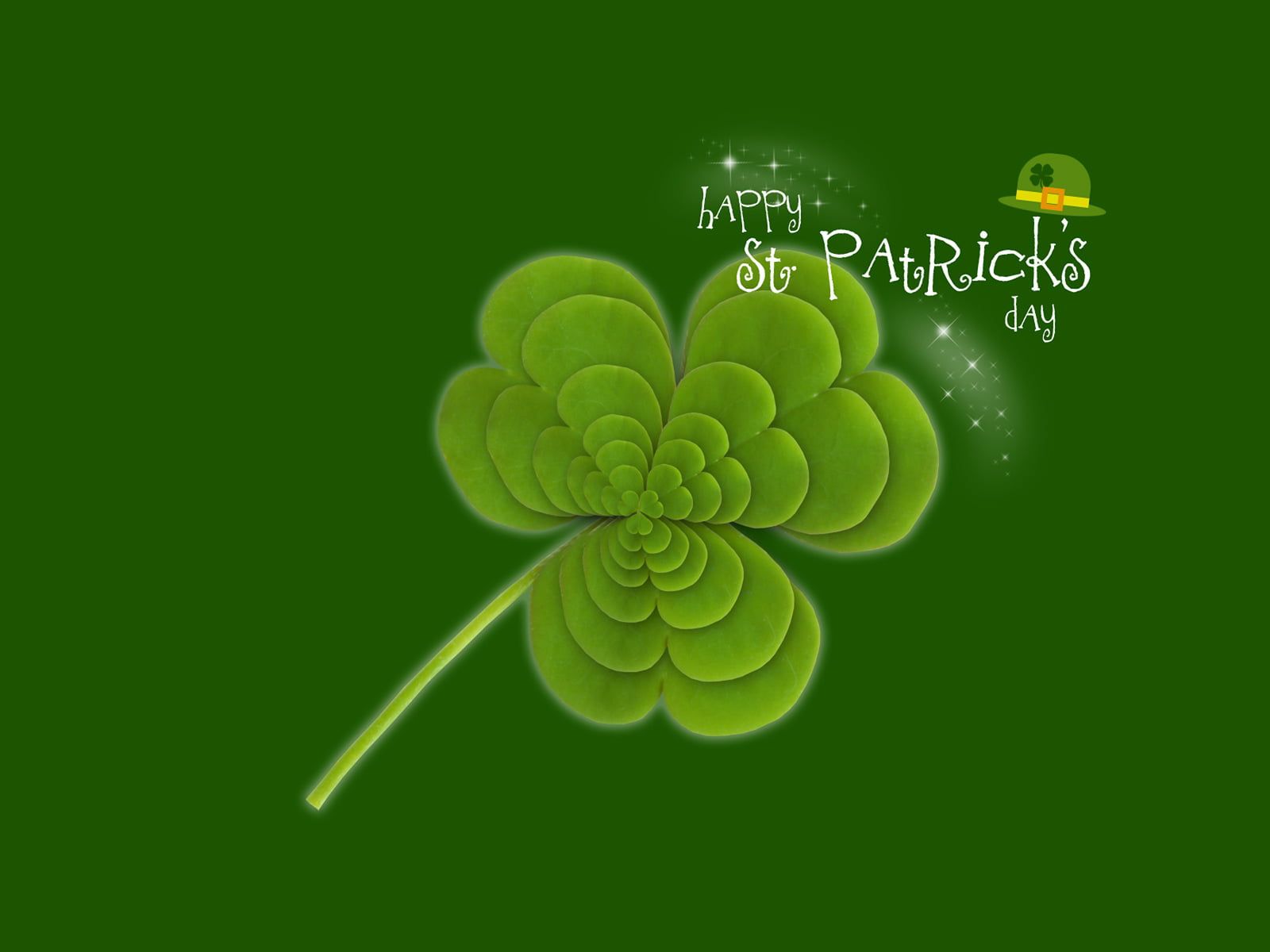 Green clover plant Happy St. Patrick's Day text HD wallpaper