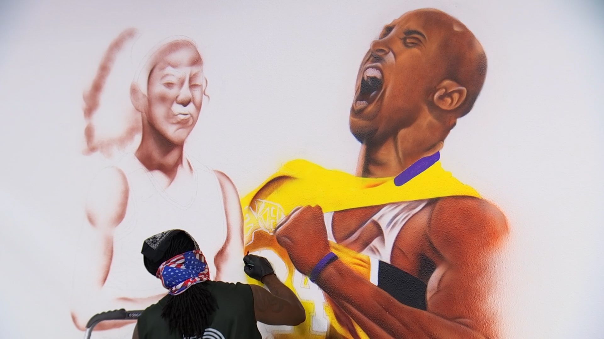 Local Mural Artist Pays Tribute to Kobe Bryant and Daughter