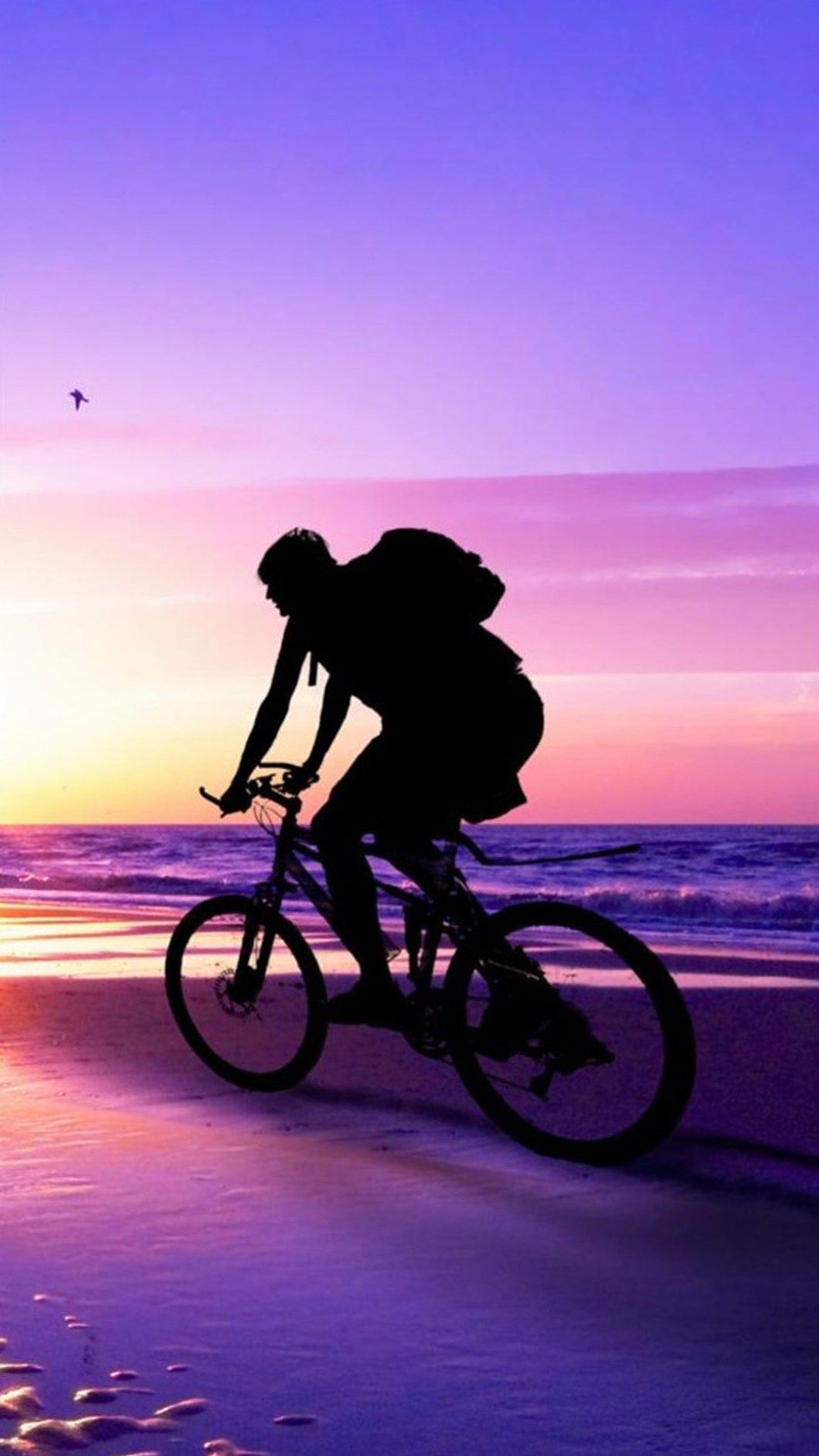 Beach Sunset Bicycle Ride iPhone 6 Plus HD Wallpaper. Wallpaper