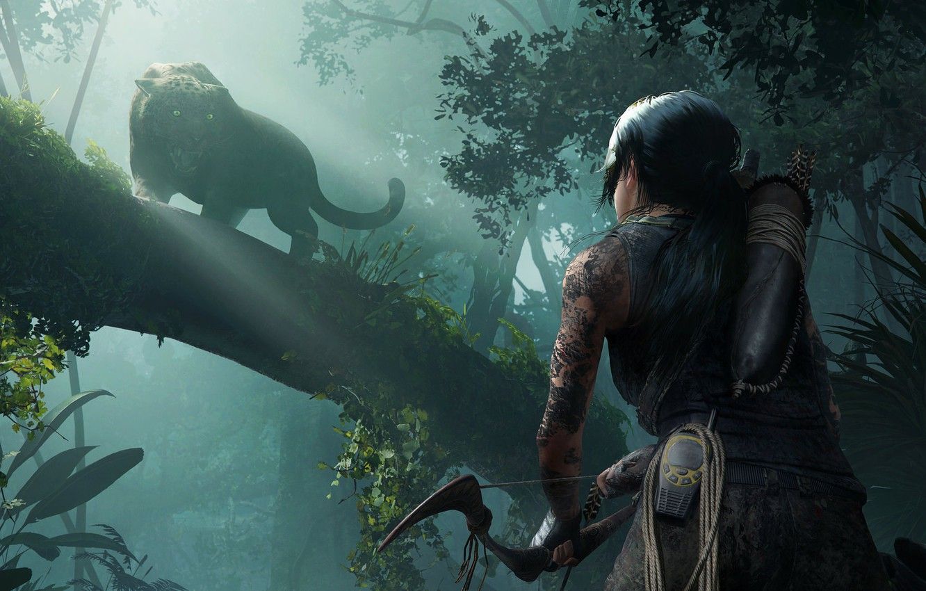 Wallpaper game, jungle, Lara Croft, beast, Shadow of the Tomb