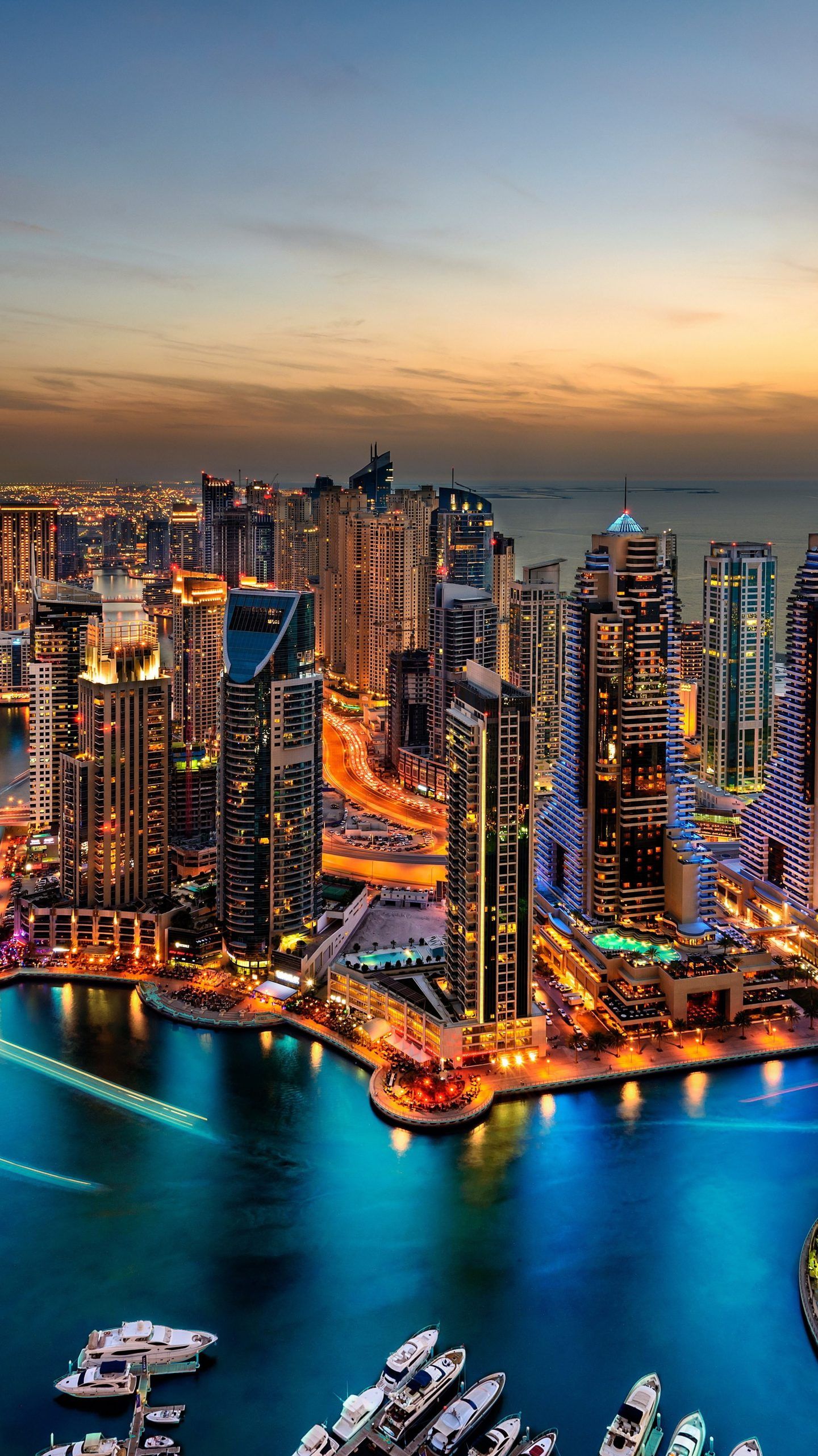 Dubai UAE Buildings Skyscrapers Night 5K Wallpaper
