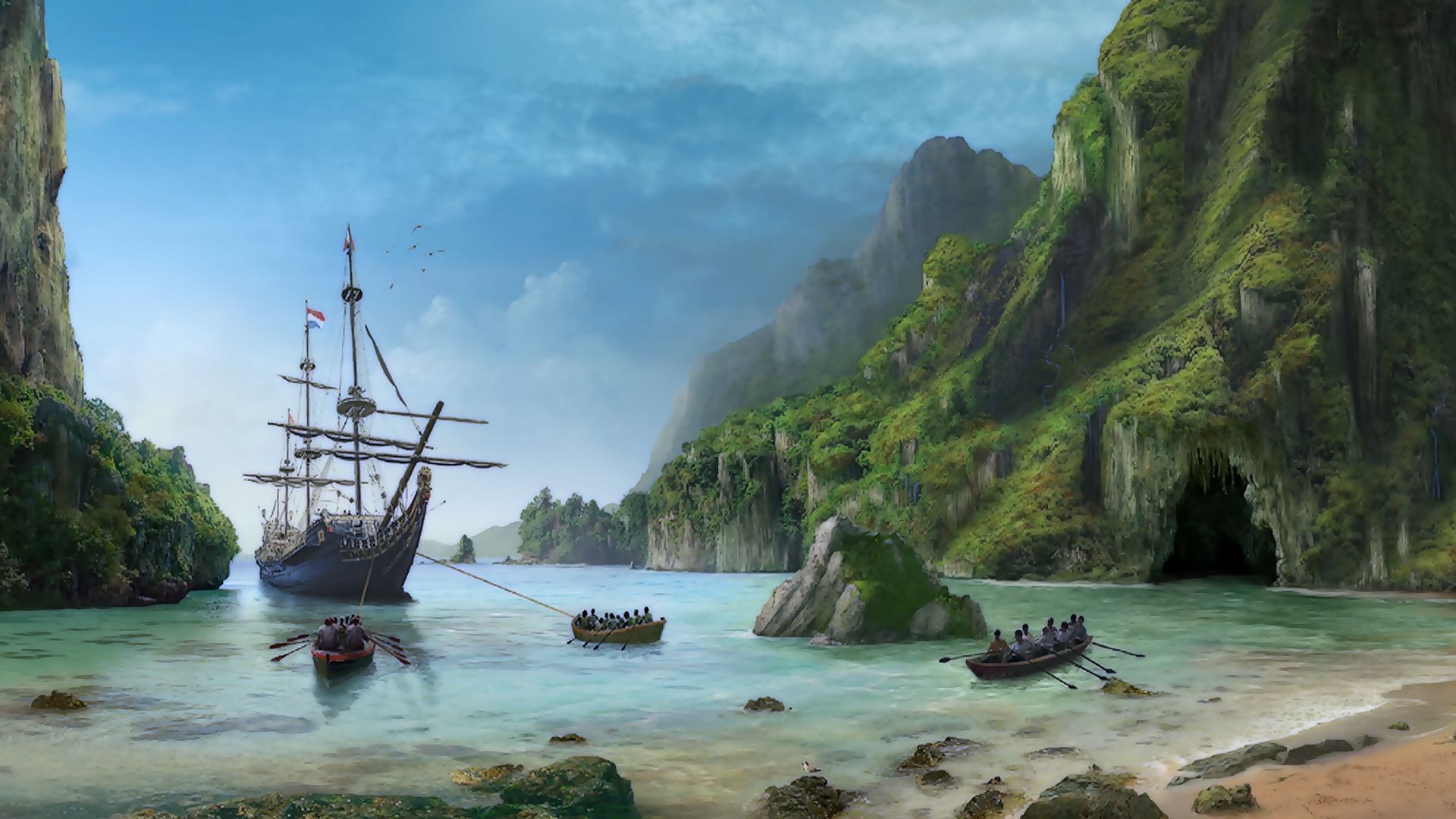 Pirate Background. Sunken Pirate Ship Wallpaper. Pirate island