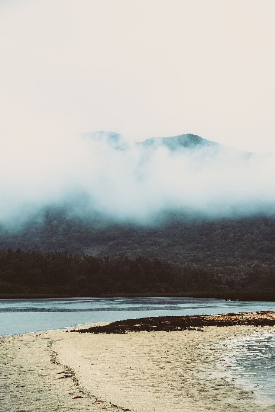 HD wallpaper: mauritius, foggy, storm, weather, rain, beach, cove