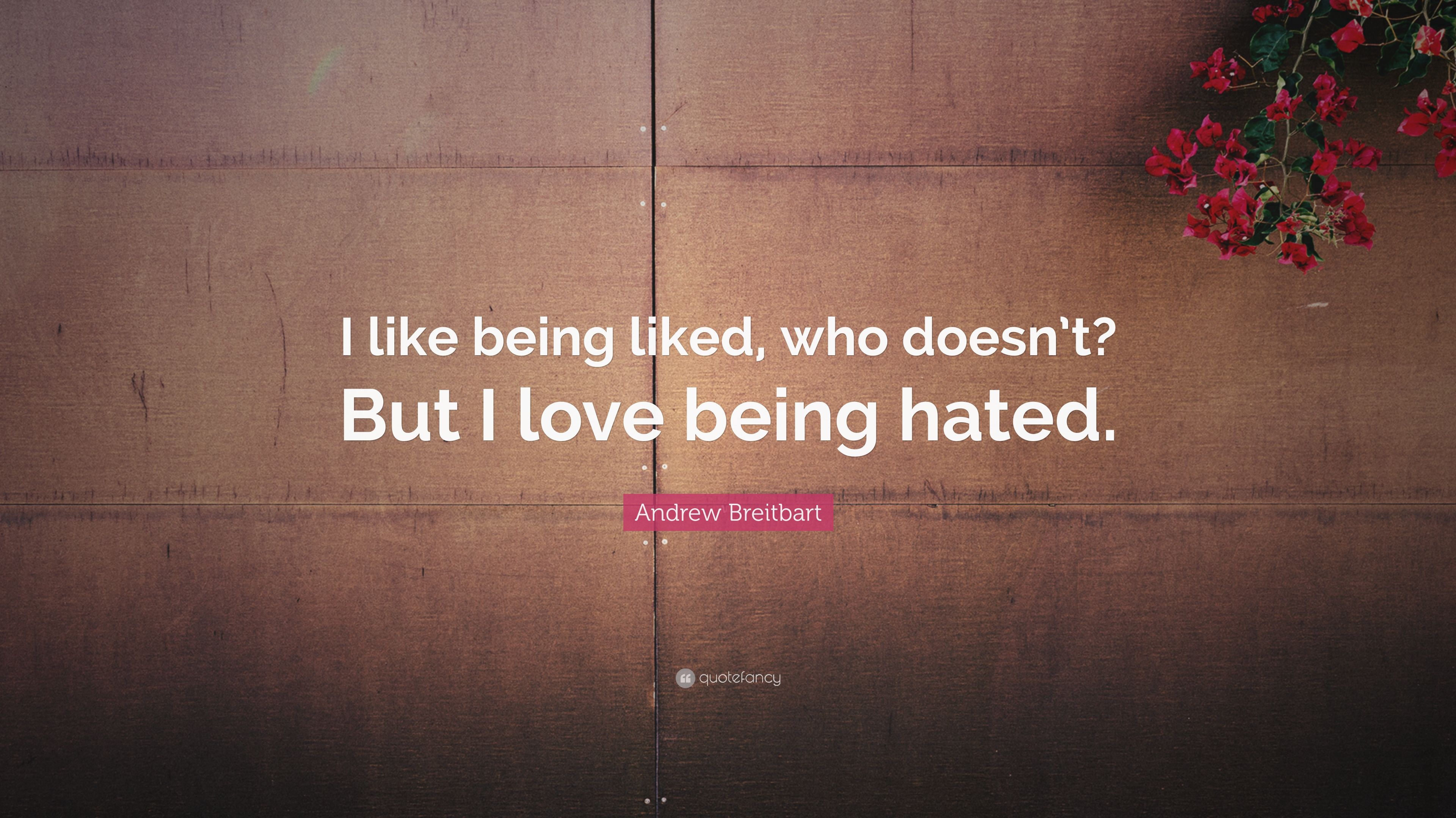 Andrew Breitbart Quote: “I like being liked, who doesn't? But I