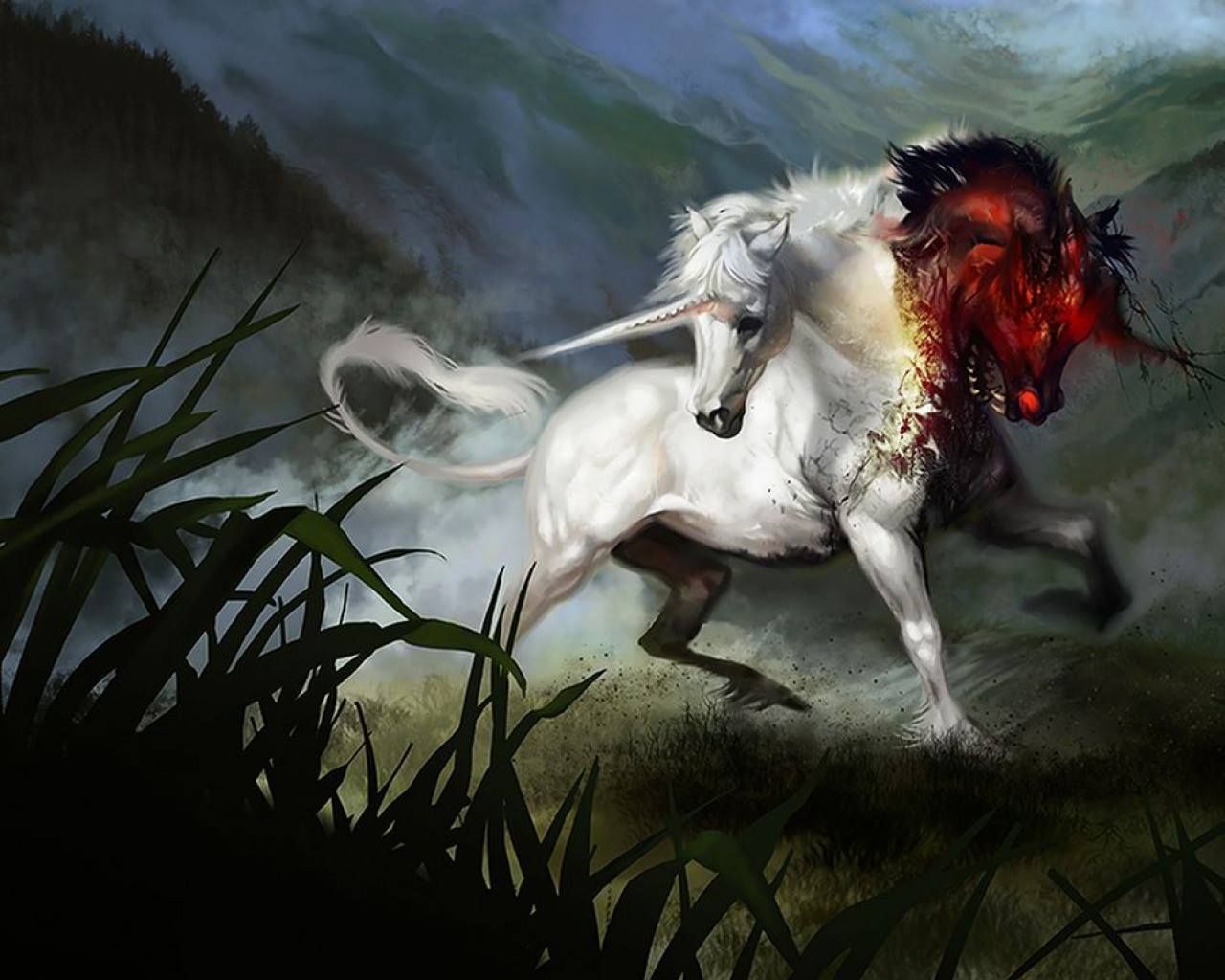 unicorn. Evil unicorn, Unicorn fantasy, Unicorn art