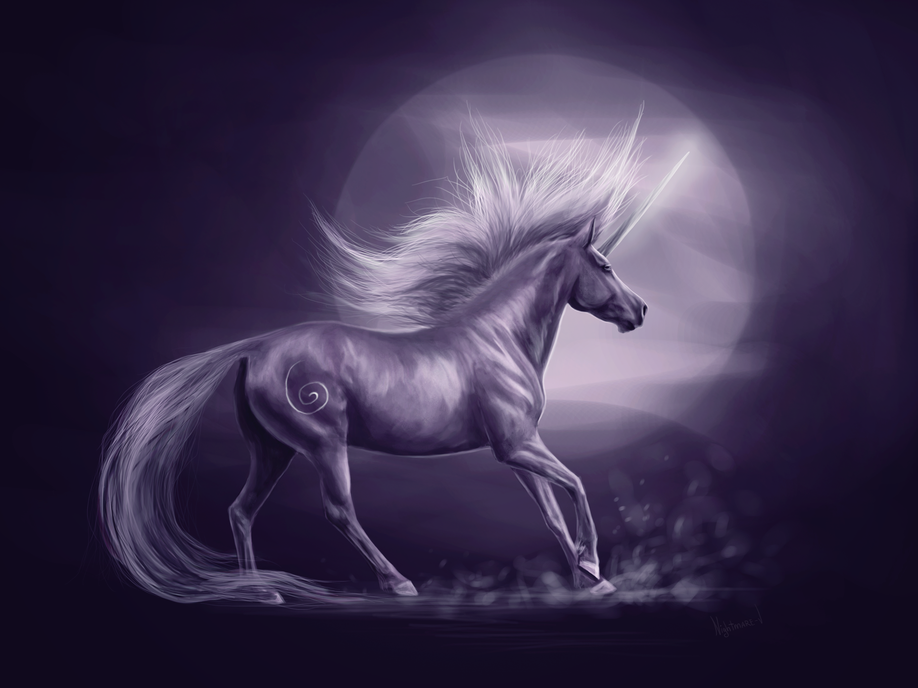 purple_unicorn_by_nightmare ♥ #unicorn #fantasy #art. Mythical creatures, Purple unicorn, Unicorn wallpaper