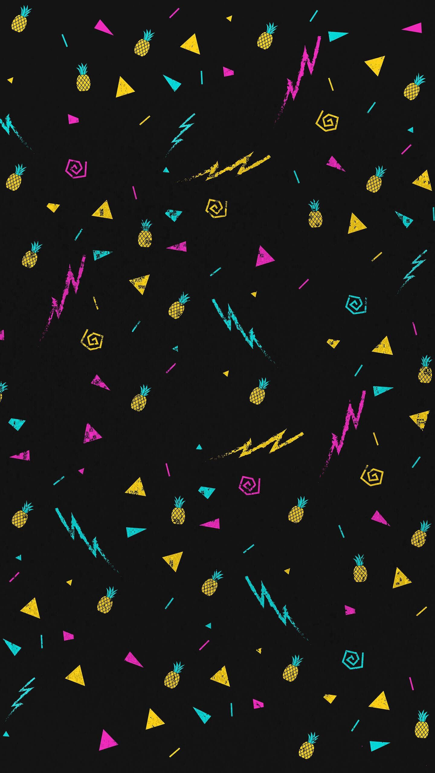 80s style Black Base Wallpaper with Pink. Black wallpaper iphone