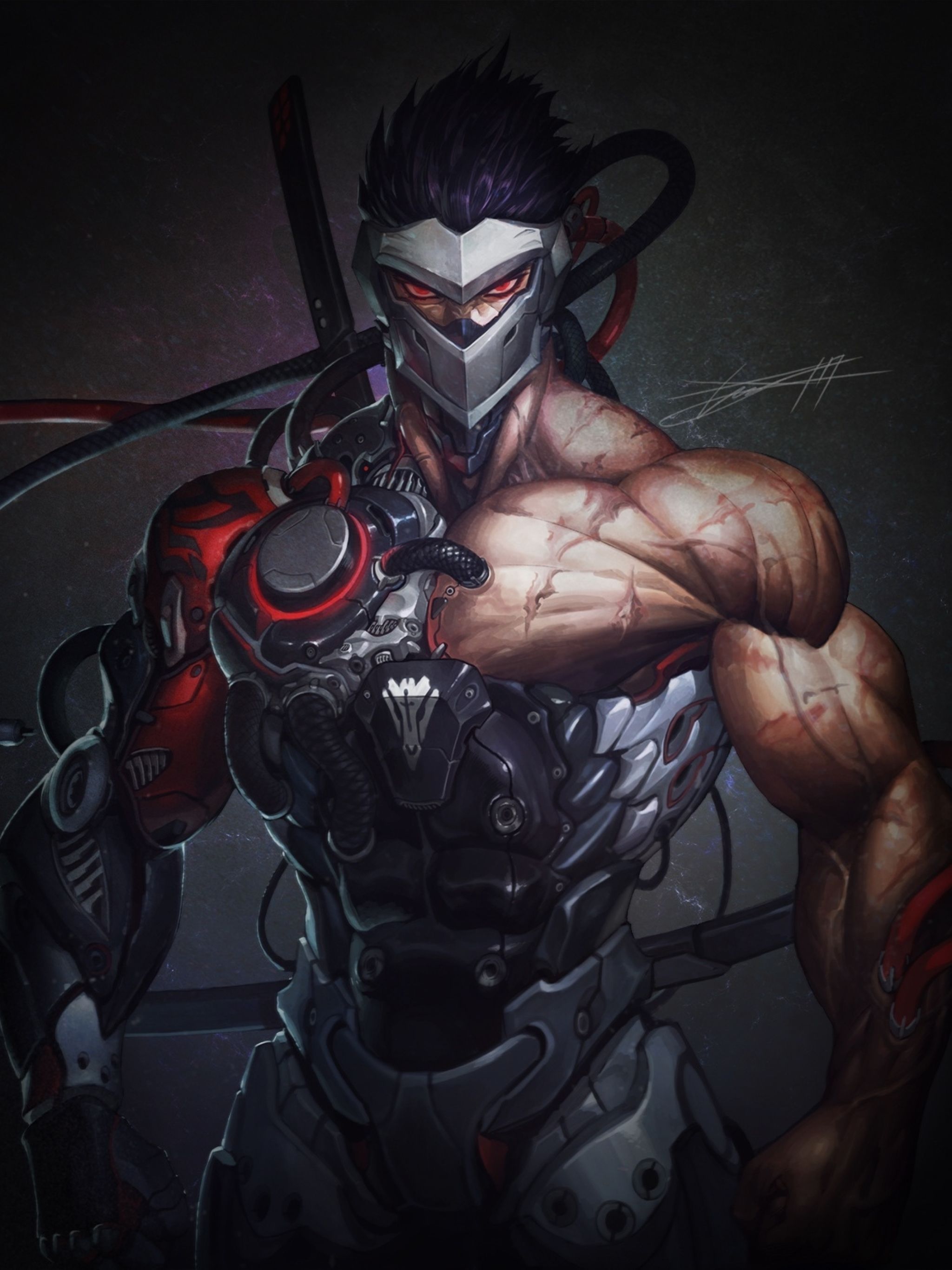 Cyborg Overwatch Genji 2048x2732 Resolution Wallpaper