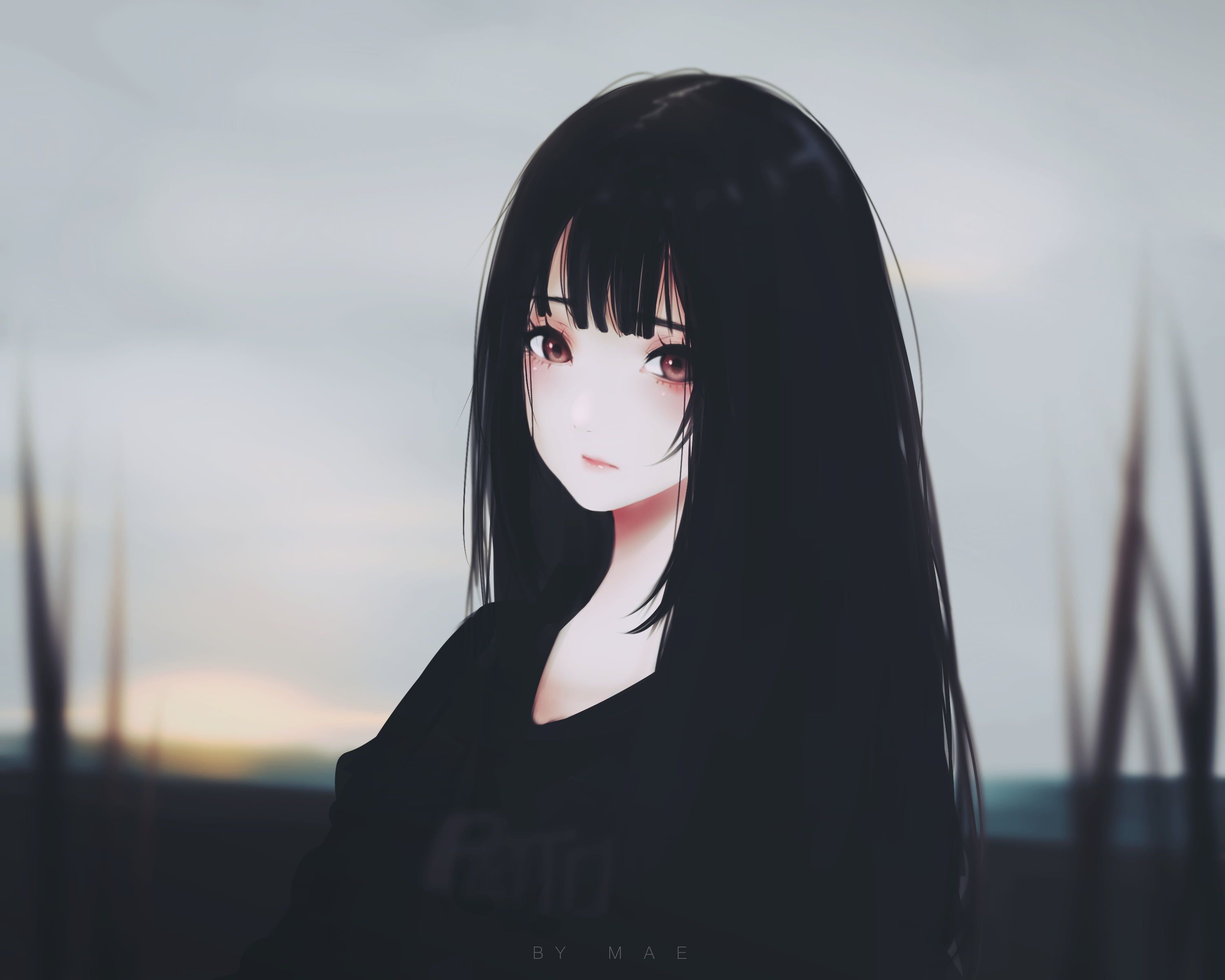 Anime With Long Black Hair Wallpapers Wallpaper Cave