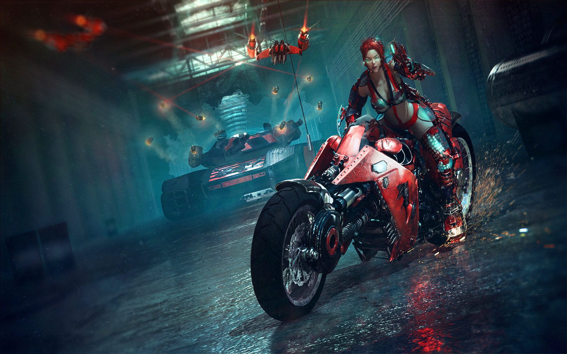 Free Sci Fi Biker Girl, Computer Desktop Wallpaper, Picture