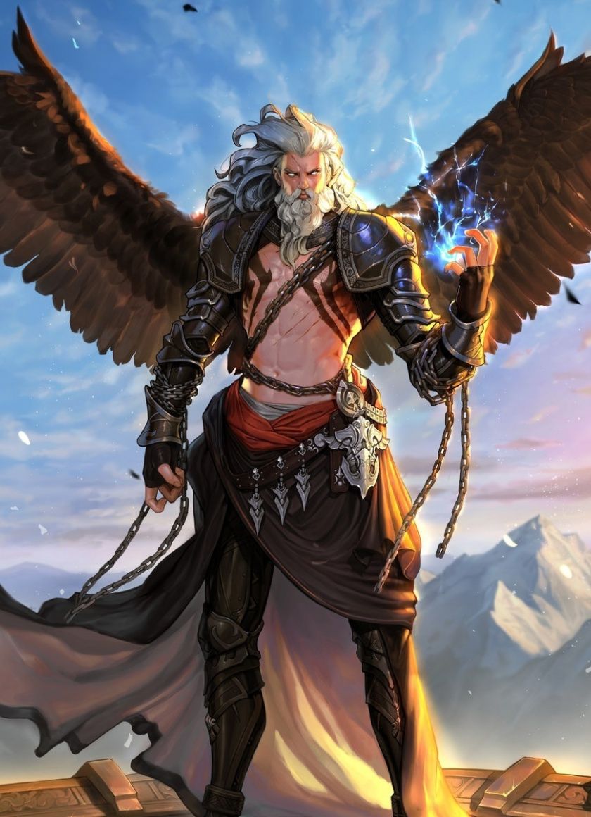 Download 840x1160 wallpaper fantasy, angel, warrior, wings, art