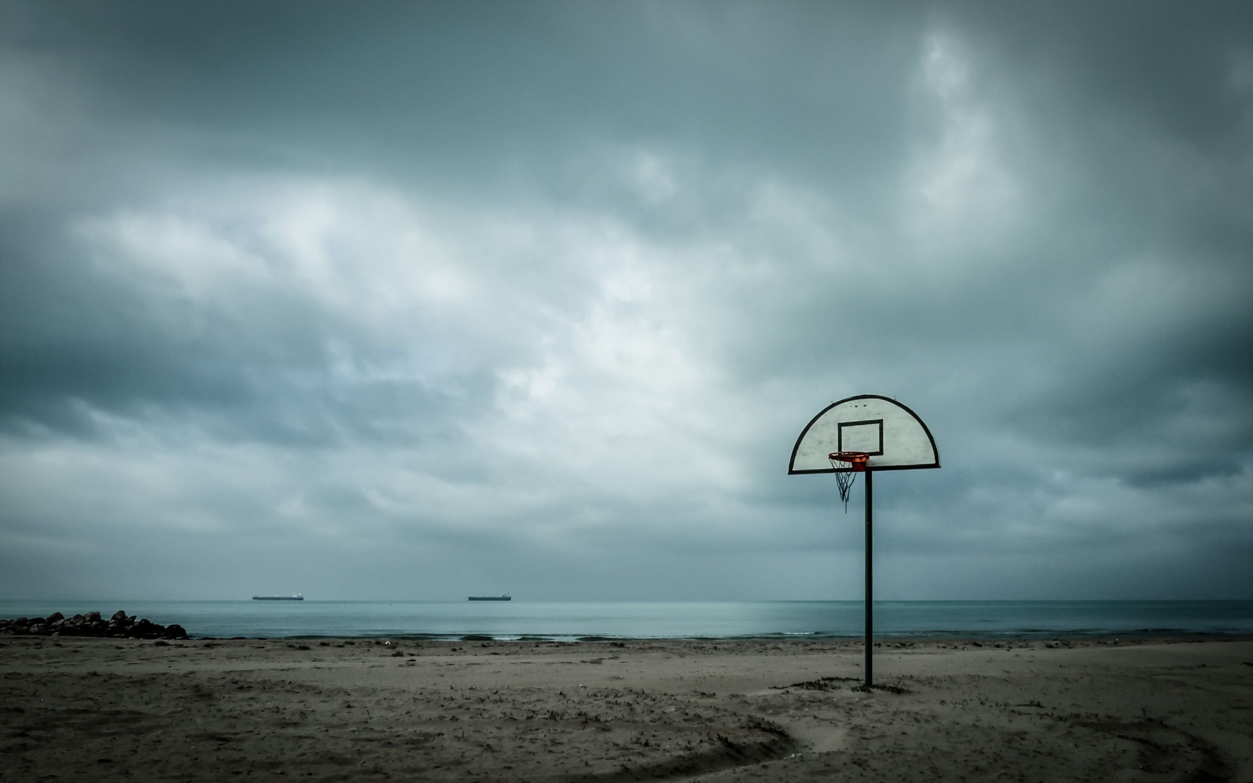Basketball Court In Beach Wallpaper Of Sports