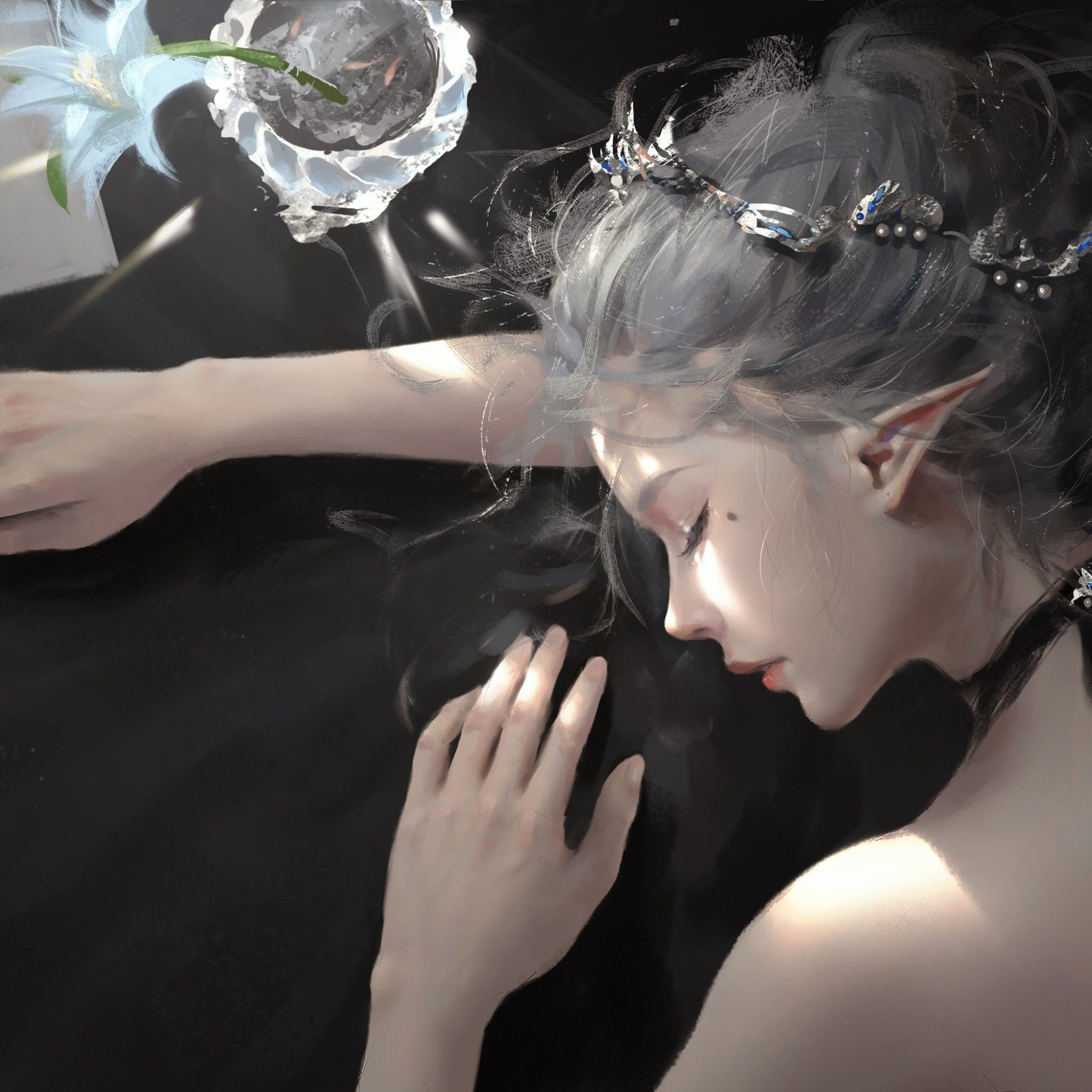 Elf Fantasy Girl Sleeping On Table 5k iPad Air HD 4k