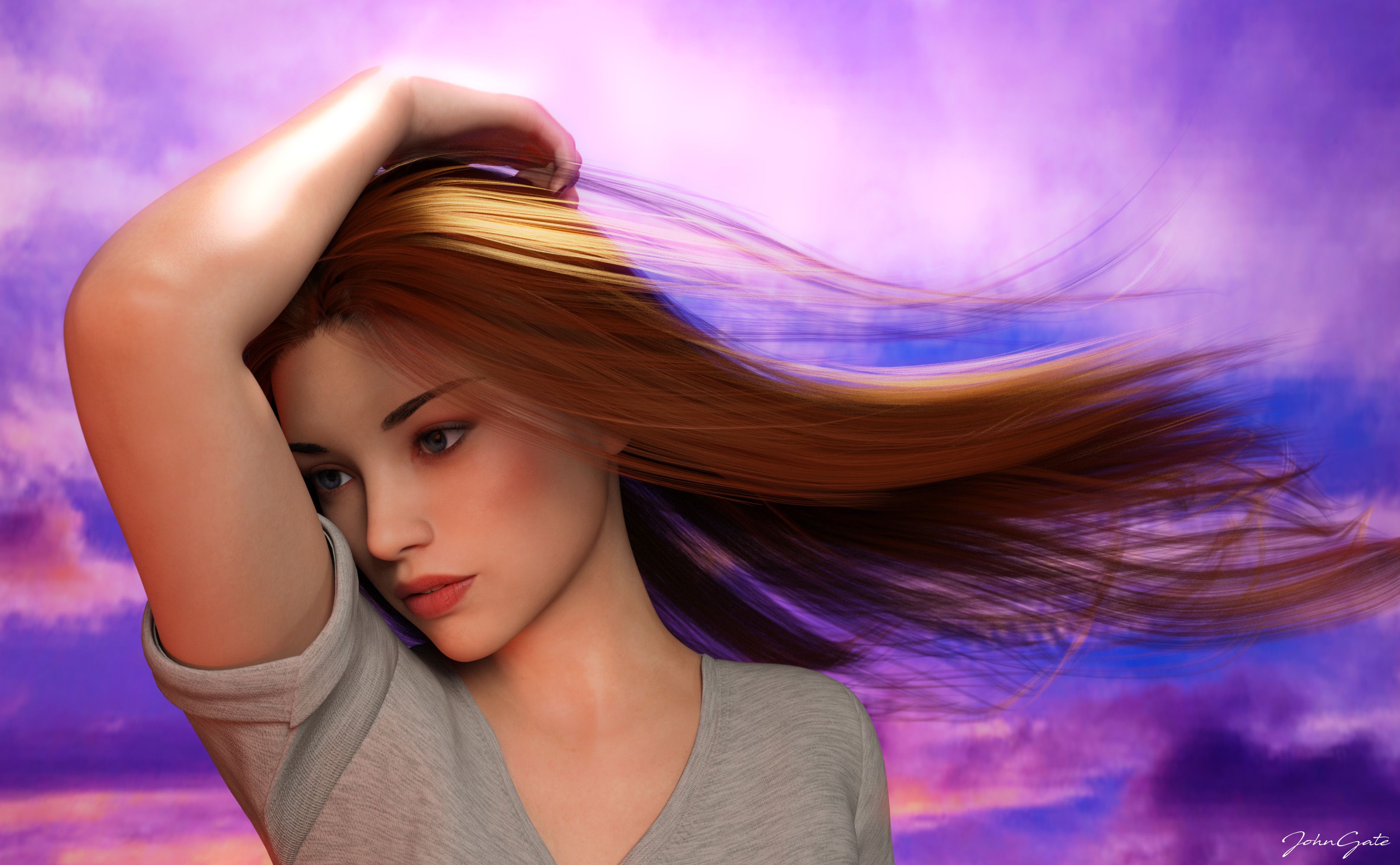 Brown Hair Girl Digital Art, HD Fantasy Girls, 4k Wallpaper, Image, Background, Photo and Picture