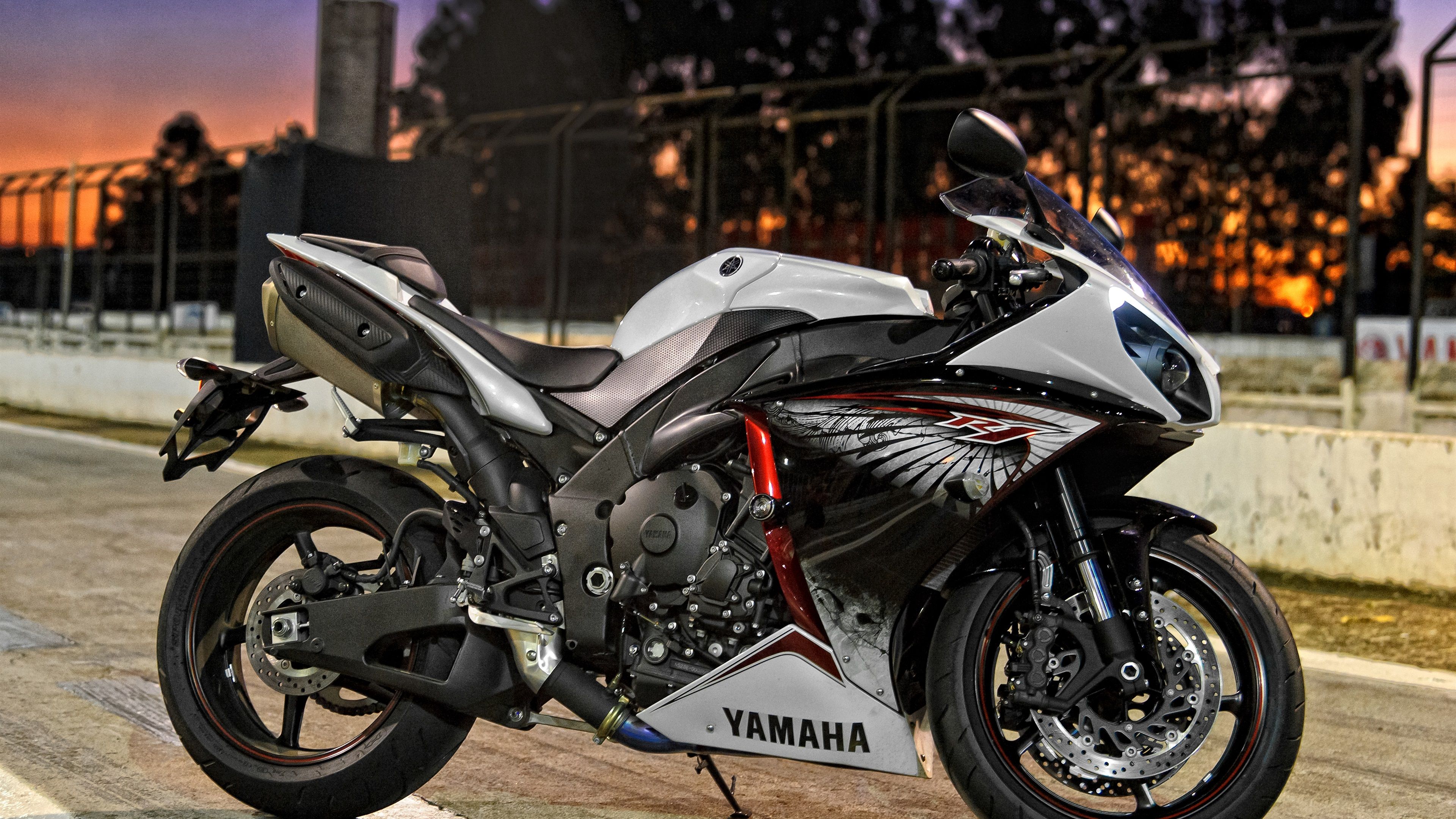Wallpaper Yamaha motorcycle at night city street 3840x2160 UHD 4K