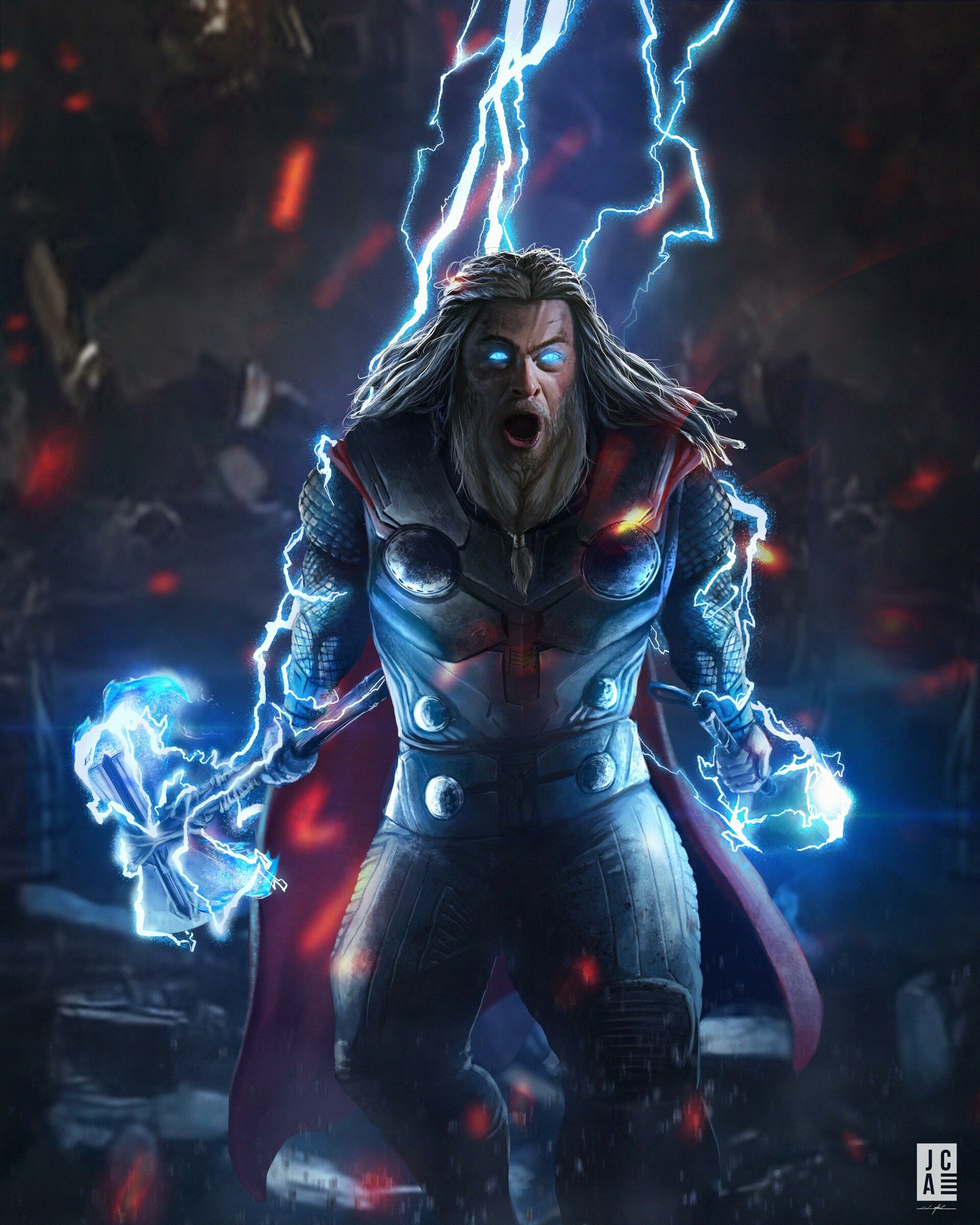 Thor with Mjolnir and Stormbreaker, Jackson Caspersz