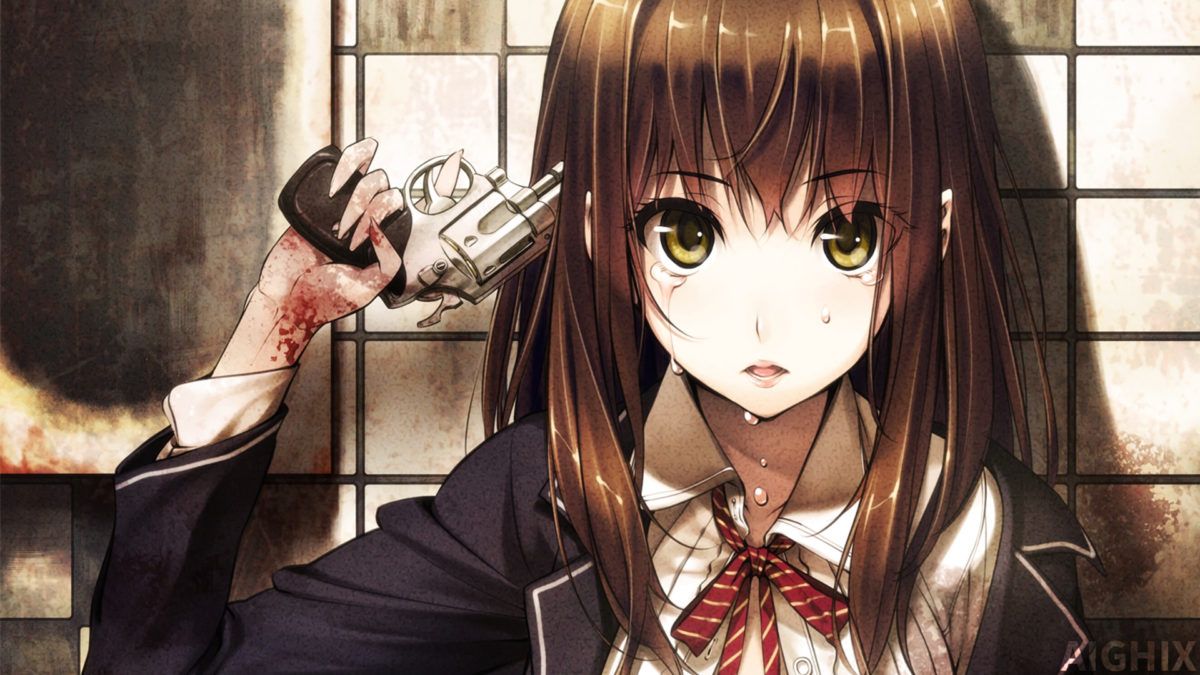 Sad Anime Girl With Gun Wallpaper