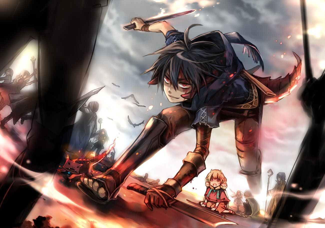 KREA - intense anime battle, fiery battlefield, art by anime studio  ufotable.