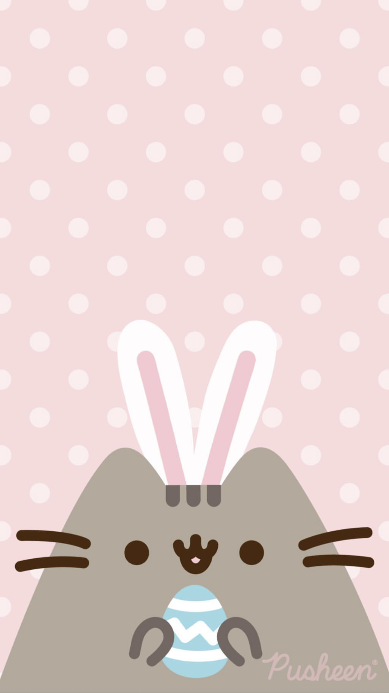 Pusheen the cat floral pastels spring iphone wallpaper Easter