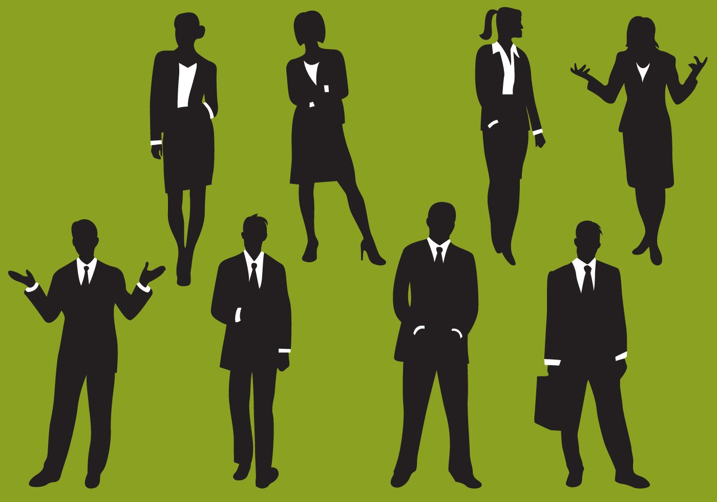 Woman And Man Business Silhouettes Free Vectors
