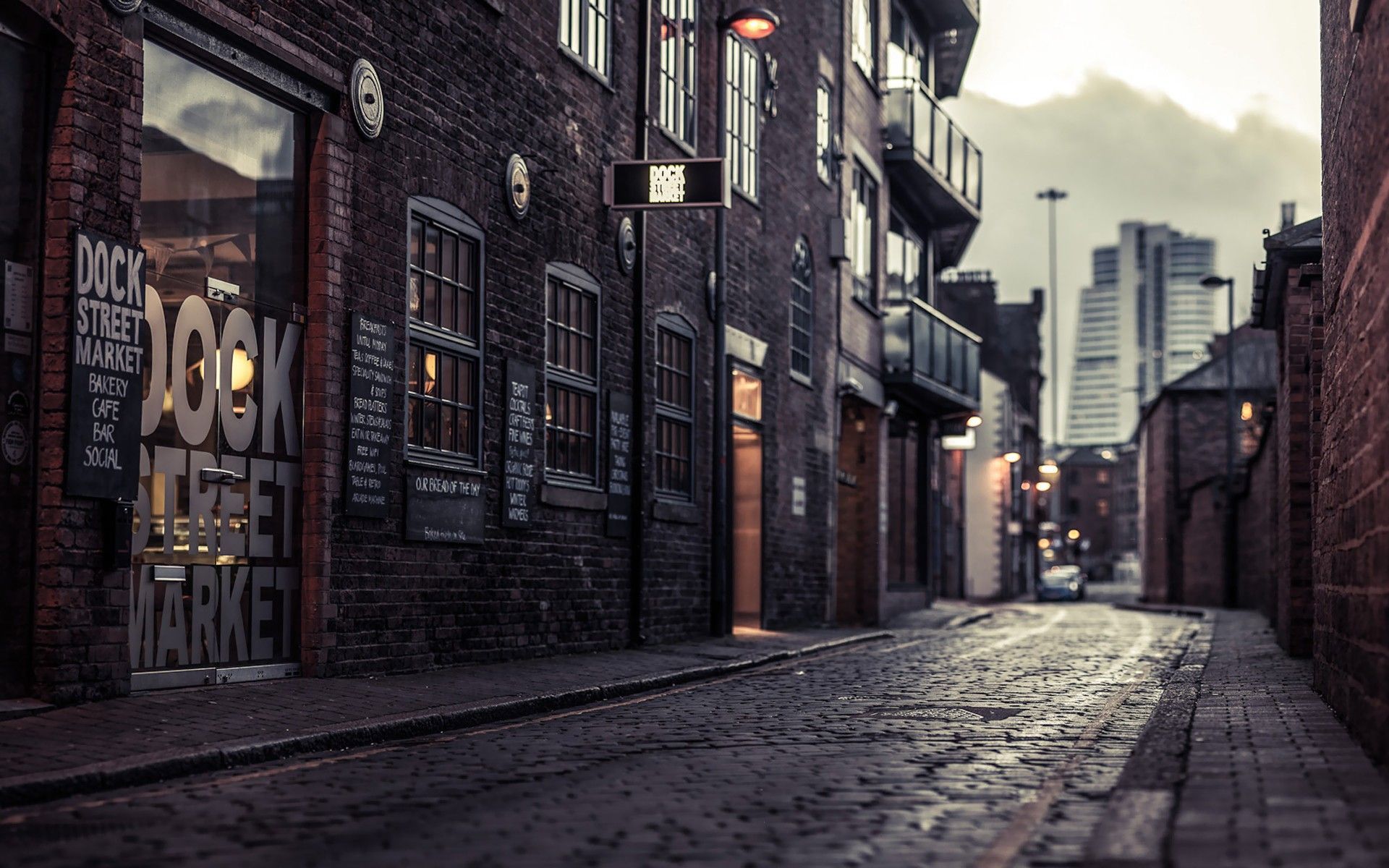 Alley Leeds cities lanterns streets wallpaper