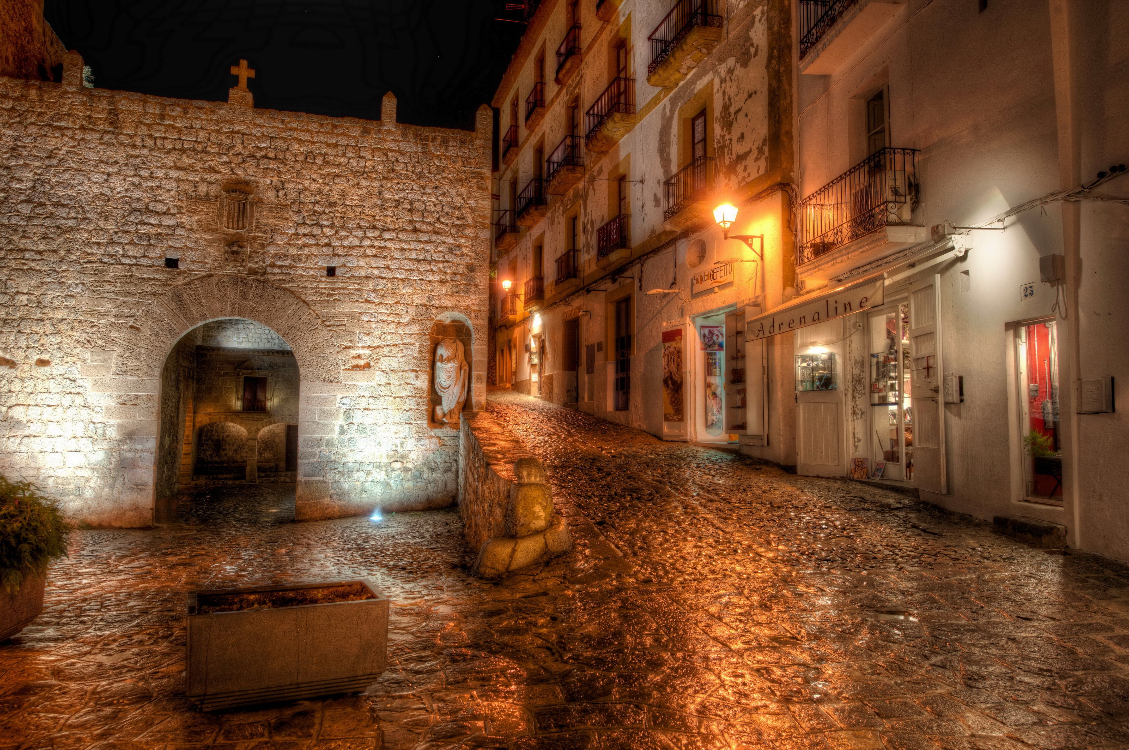 Desktop Wallpaper Spain HDR Street night time Street 4330x2875