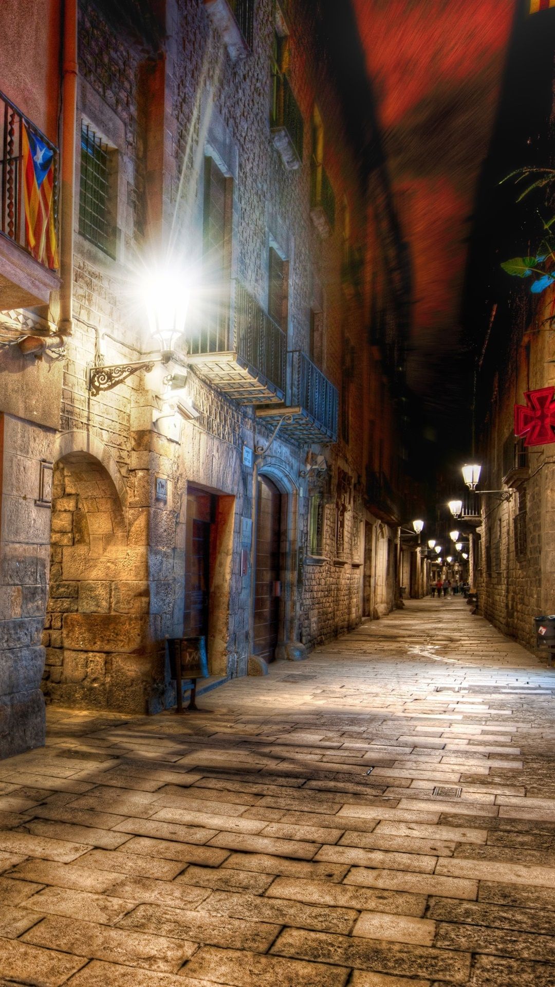 Barcelona, Spain, Alley, Night, Lights 1080x1920 IPhone 8 7 6 6S