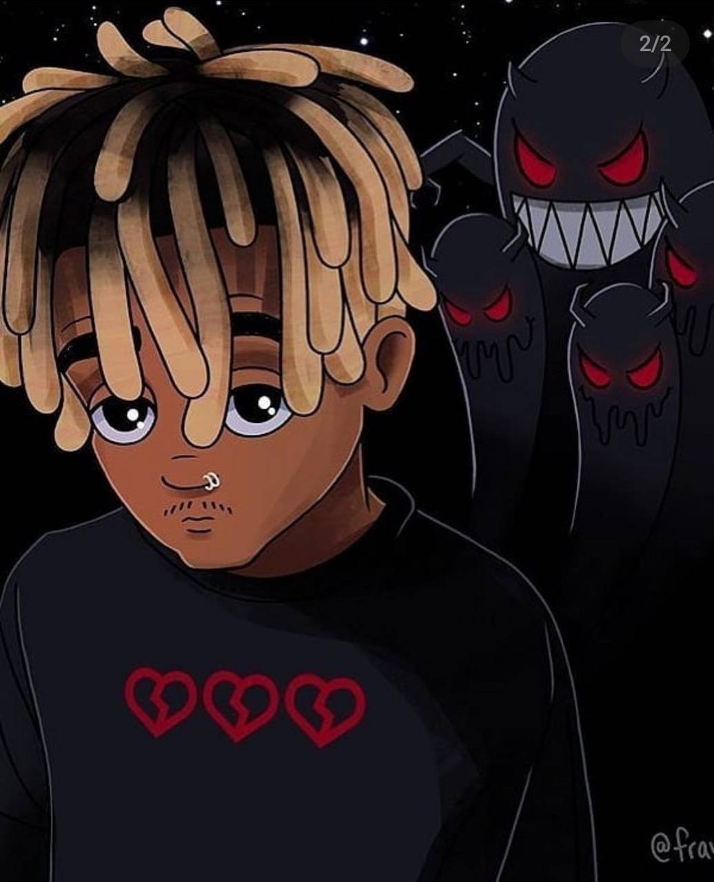 Download Juice Wrld Anime At Nighttime Wallpaper | Wallpapers.com