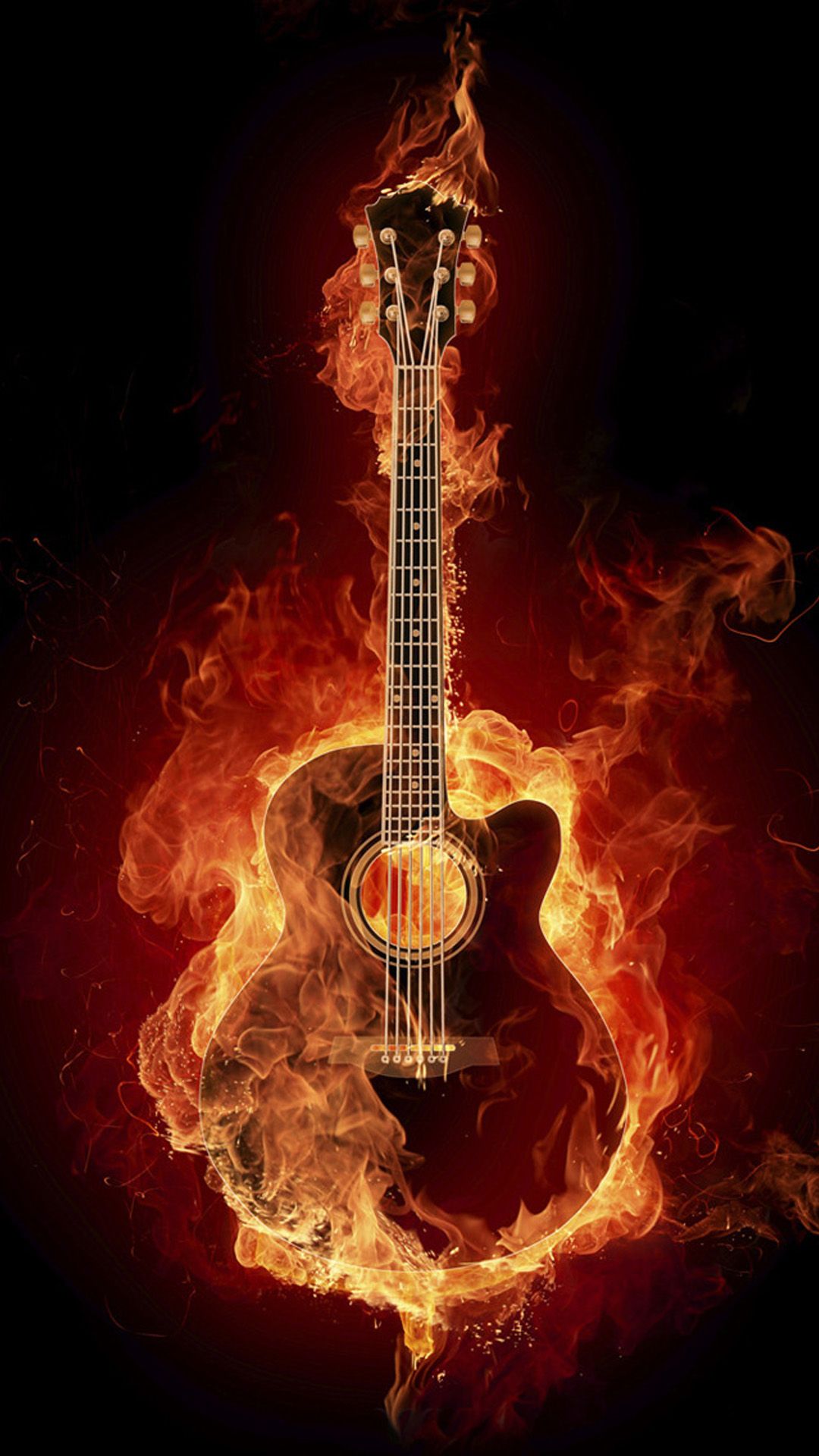 Free download Flame Guitar Wallpaper [1080x1920] for your Desktop