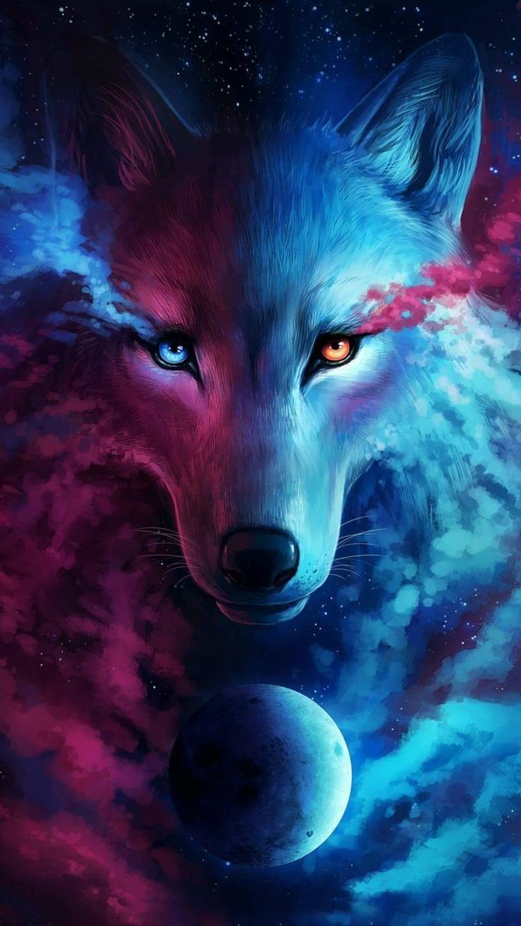 Wallpaper Light Blue Wolf