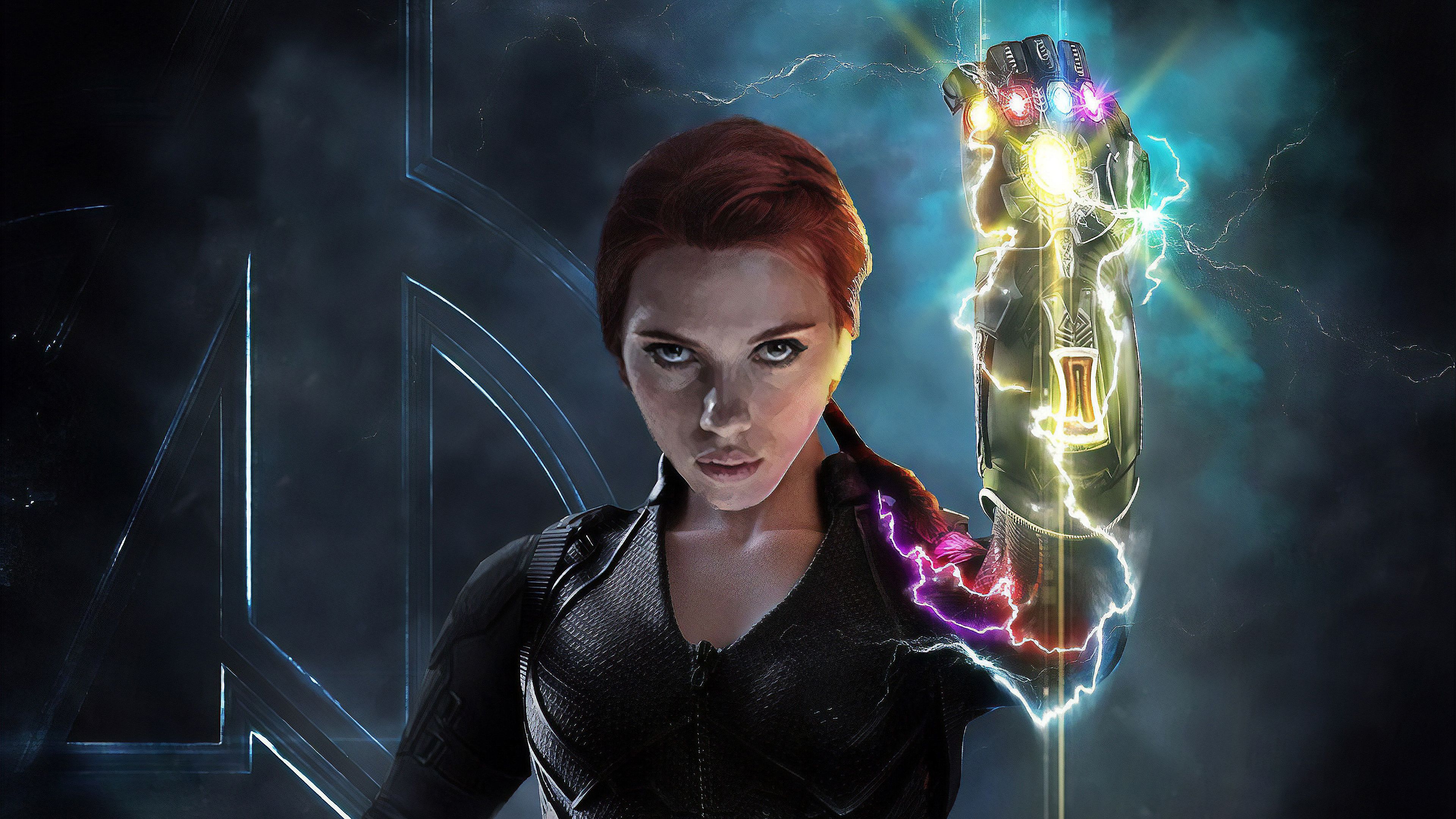 Black Widow With Infinity Gauntlet, HD Superheroes, 4k Wallpaper