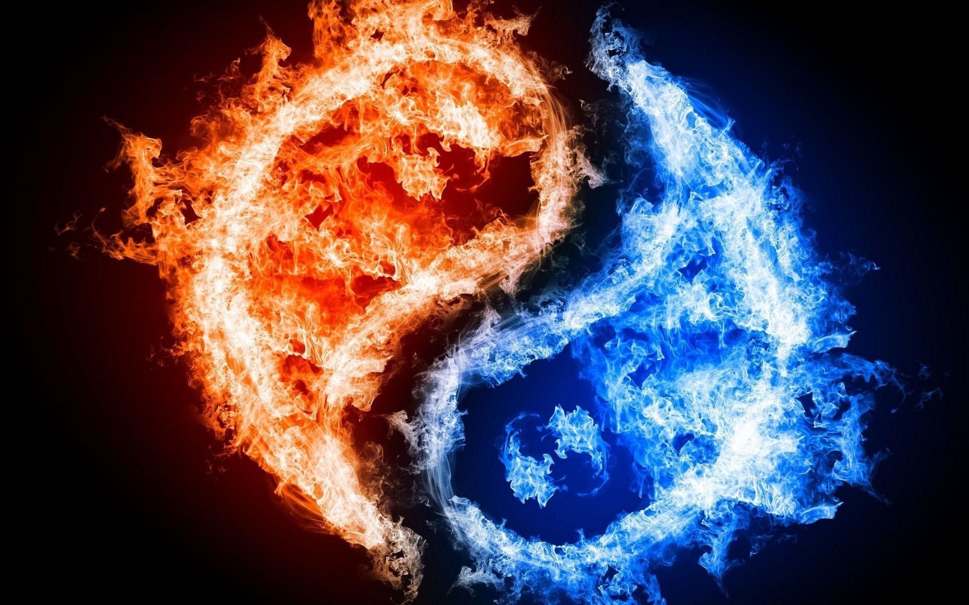 Blue and Red Fire Wallpaper