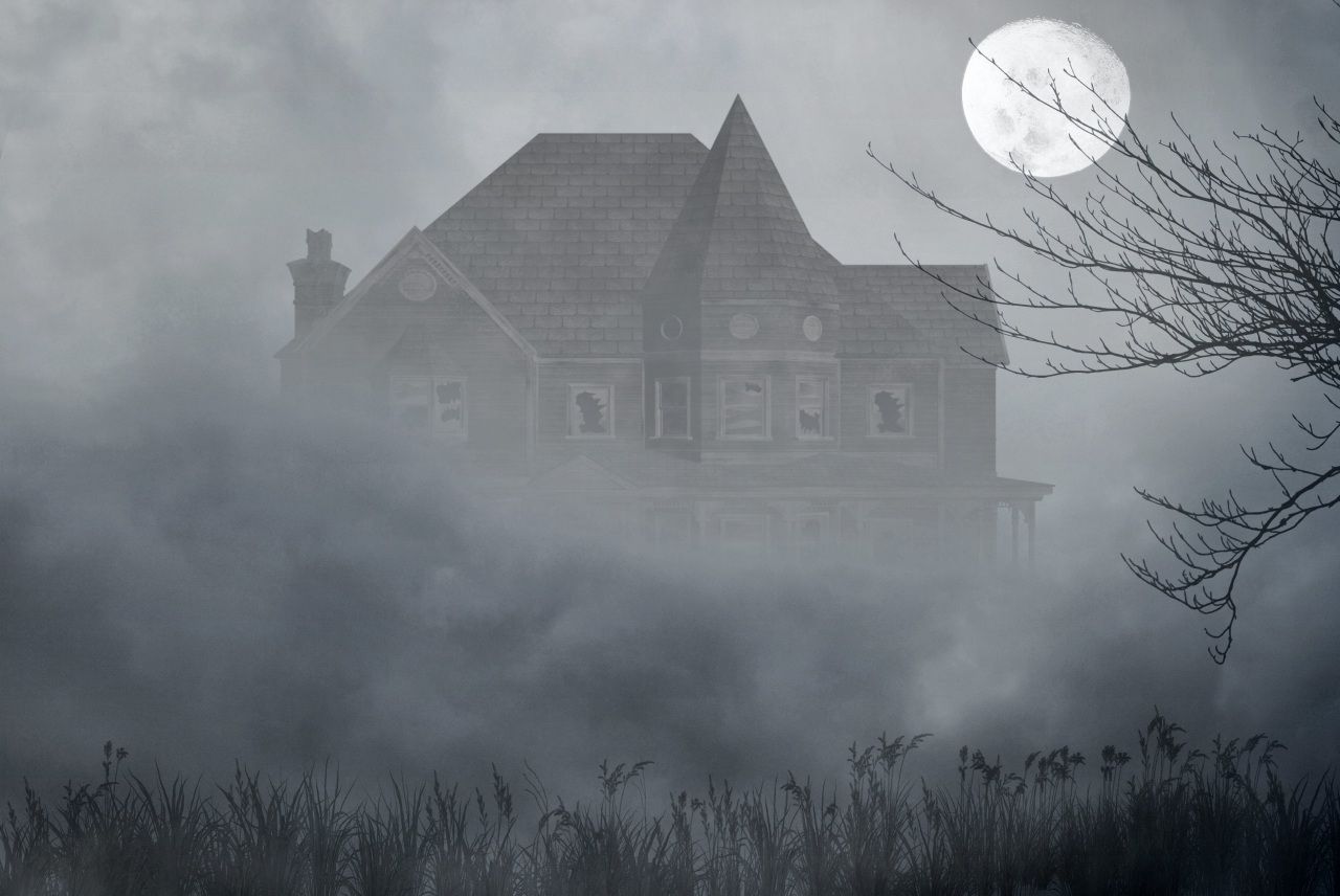 Wallpaper Gothic Fantasy Houses Fog Moon Old Fantasy Image