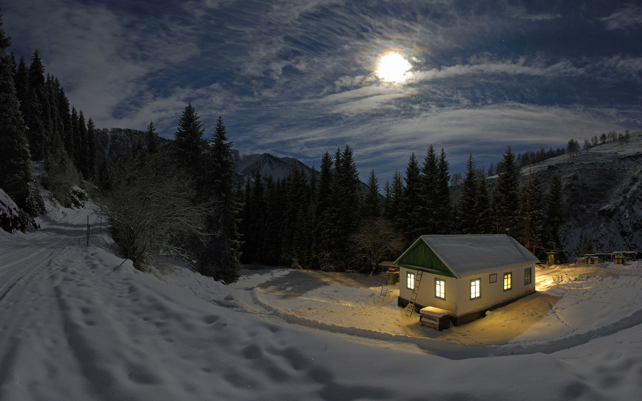 Cold Moon House Wallpaper Windows Desktop Wallpaper. Scenery