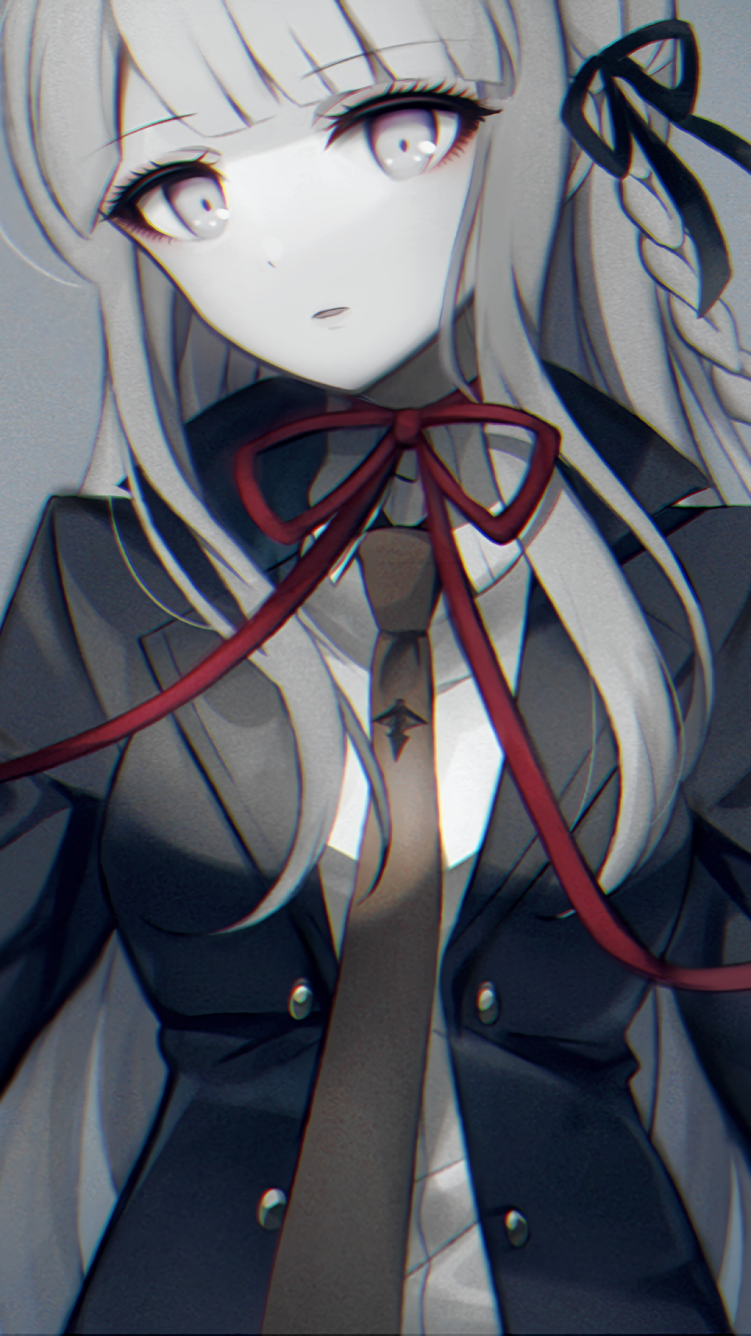 Download 1080x1920 Kyoko Kirigiri, Danganronpa, White Hair, Ribbon