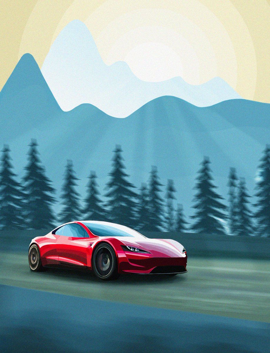 Roadster illustration wallpaper. Tesla