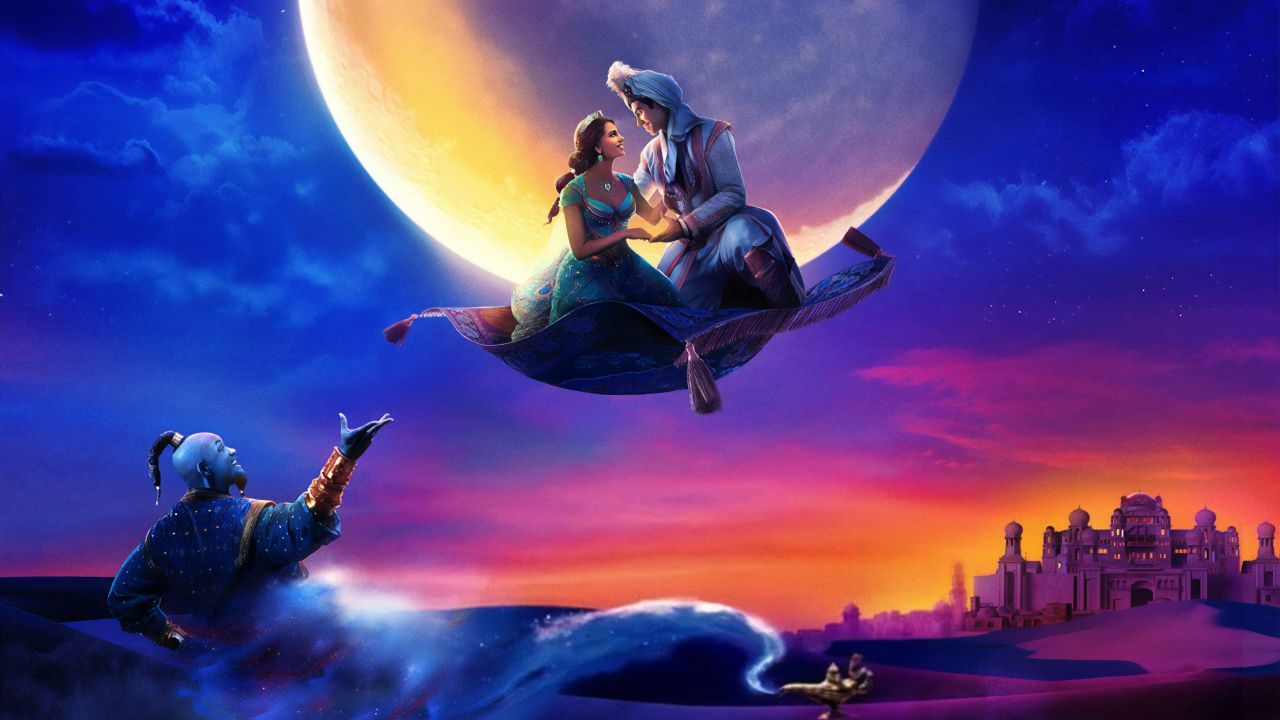 Wallpaper Aladdin, Genie, Naomi Scott, Princess Jasmine, 2019, 5K