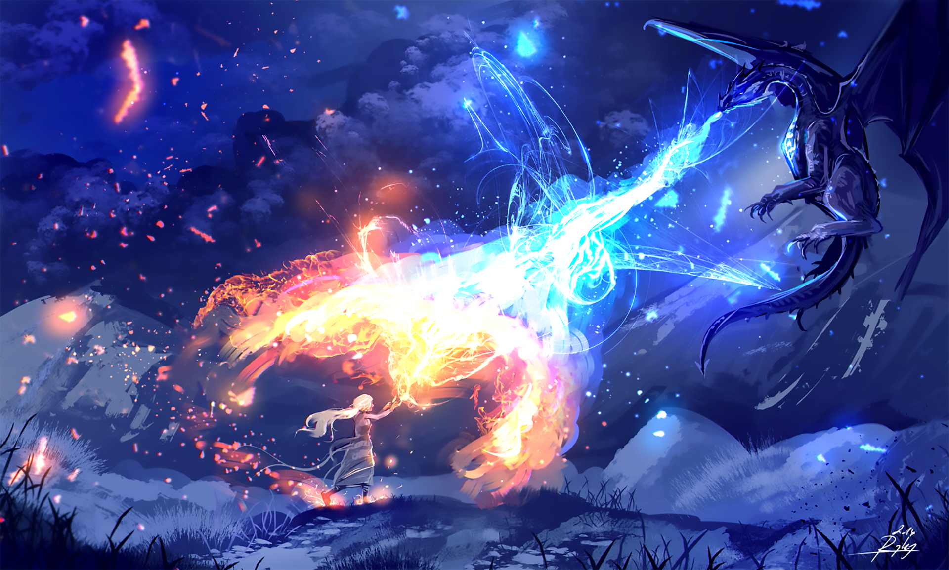 Fire And Ice Dragon Wallpapers Wallpaper Cave