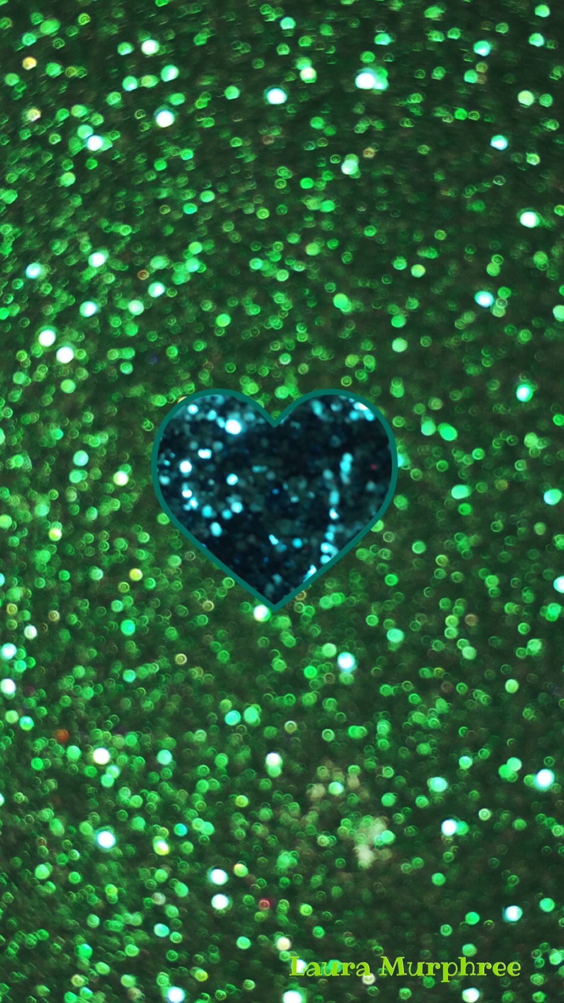 Glitter heart phone wallpaper glitter heart background green