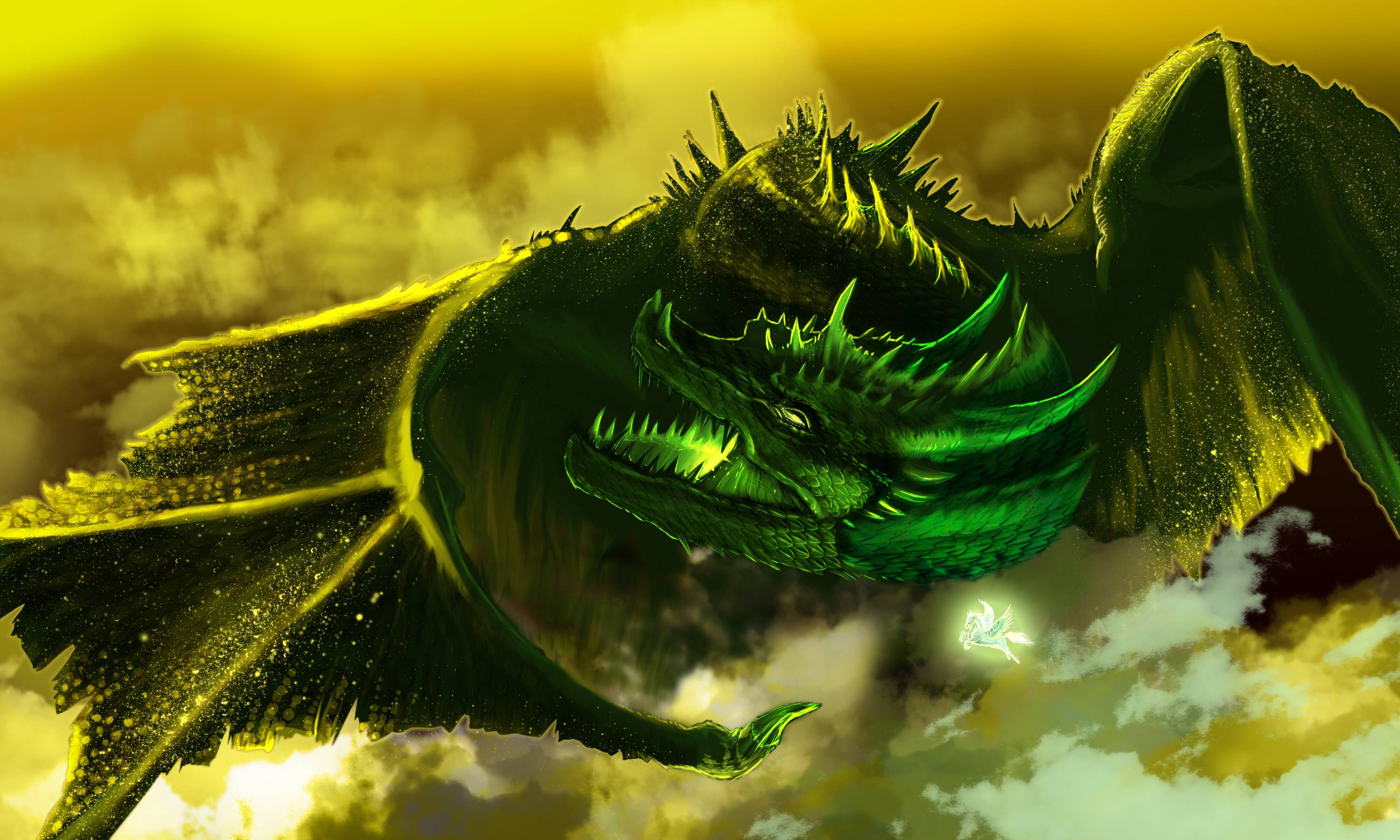 Green Dragon Desktop Background. Green