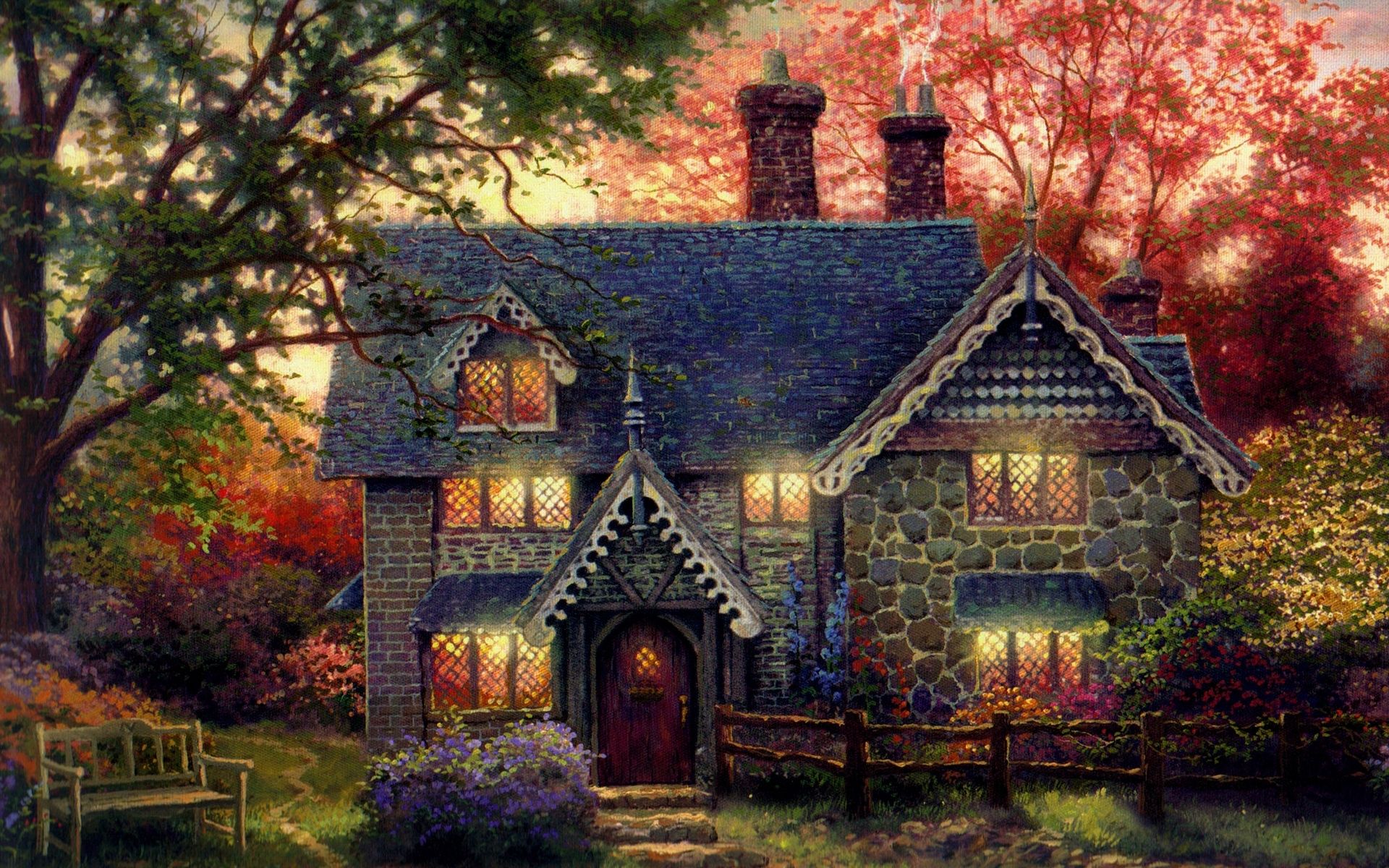 Free download Wallpaper Gingerbread Cottage art painting party