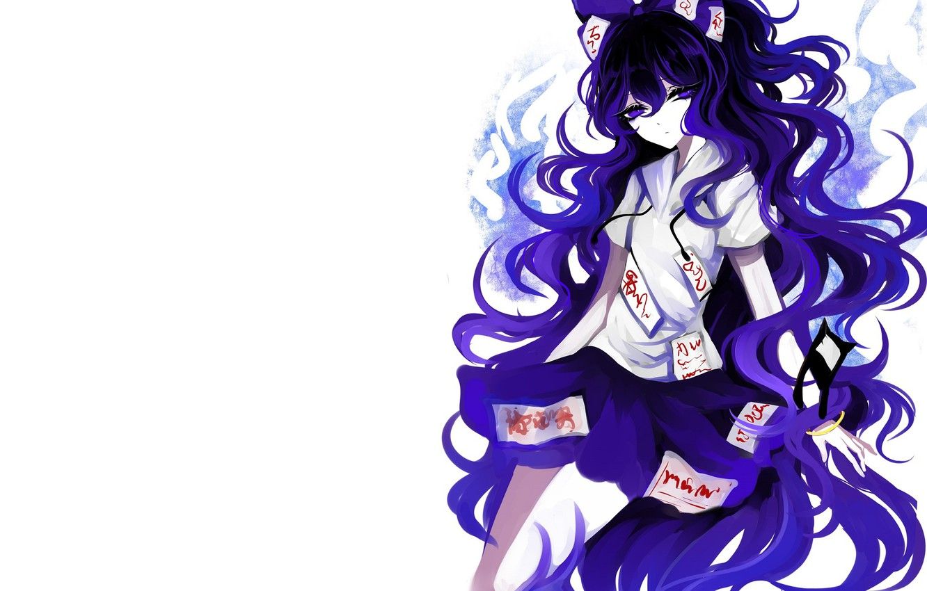 Wallpaper girl, purple hair, Touhou, Touhou, Touhou, anime game