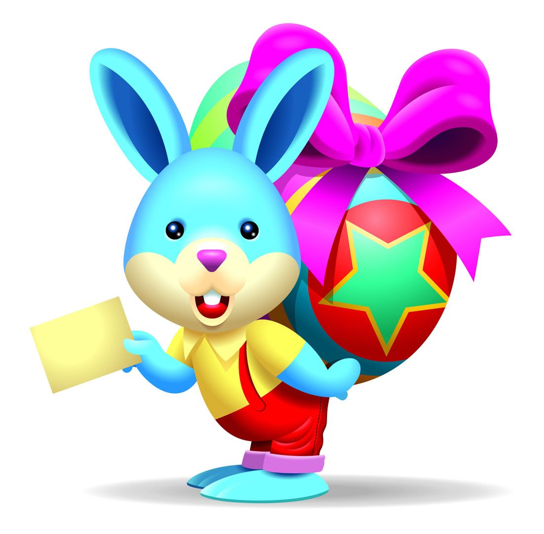 Easter Bunny With A Letter Carrying A Big Egg