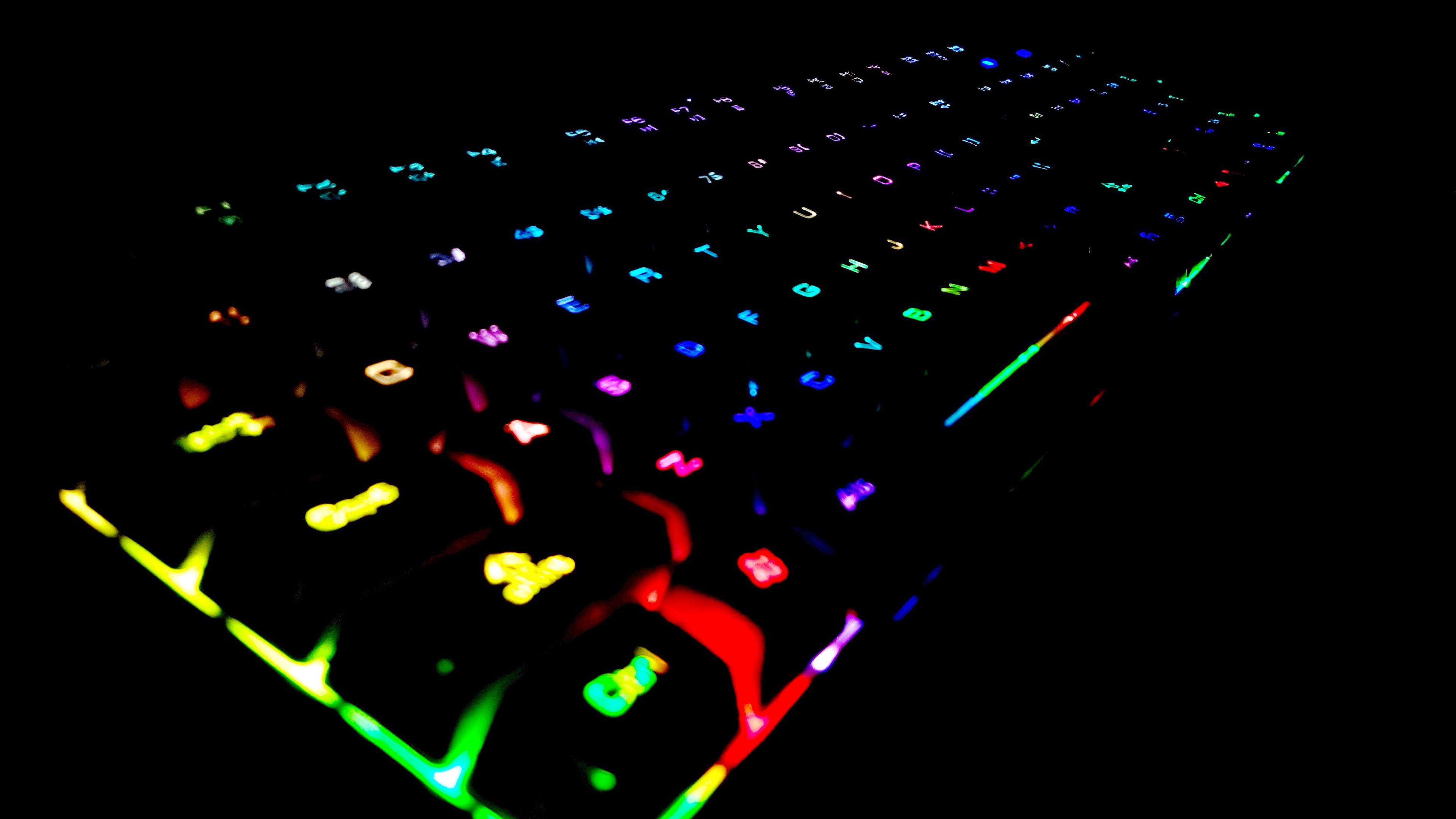 Wallpaper 4k keyboard, key, backlight, multicolored 4k backlight