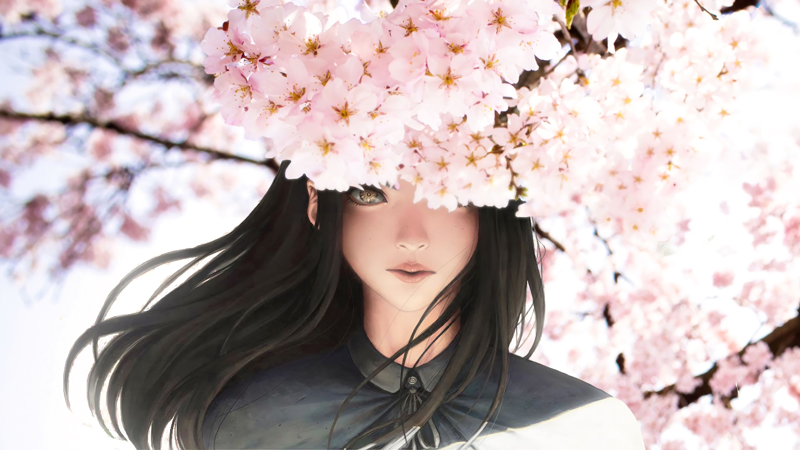 Beautiful Anime Girl Blossom Beautiful Anime