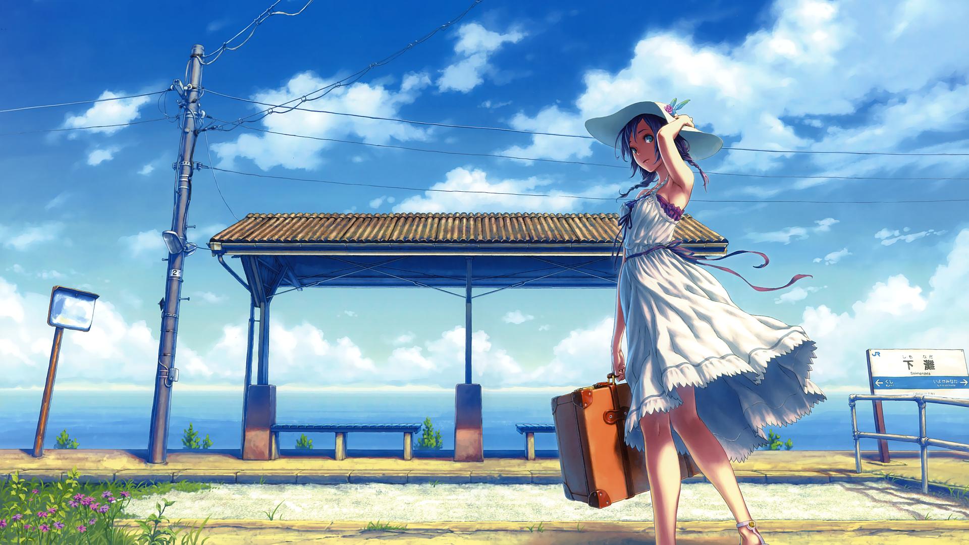 Anime Girl And Beautiful Scenery HD Wallpaperx1080