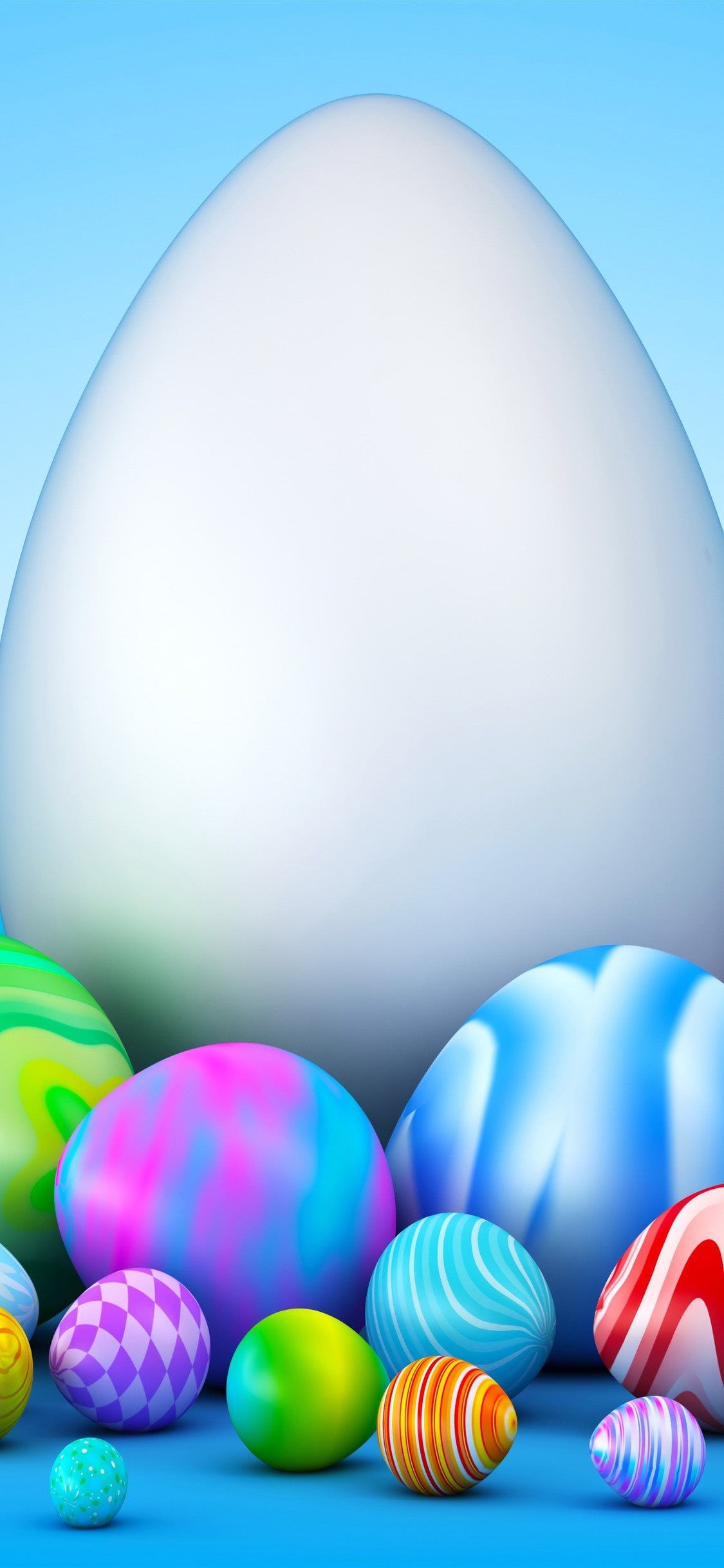 Colorful eggs yellow flower blue wood background Easter 1125x2436 iPhone  11 ProXSX wallpaper background picture image