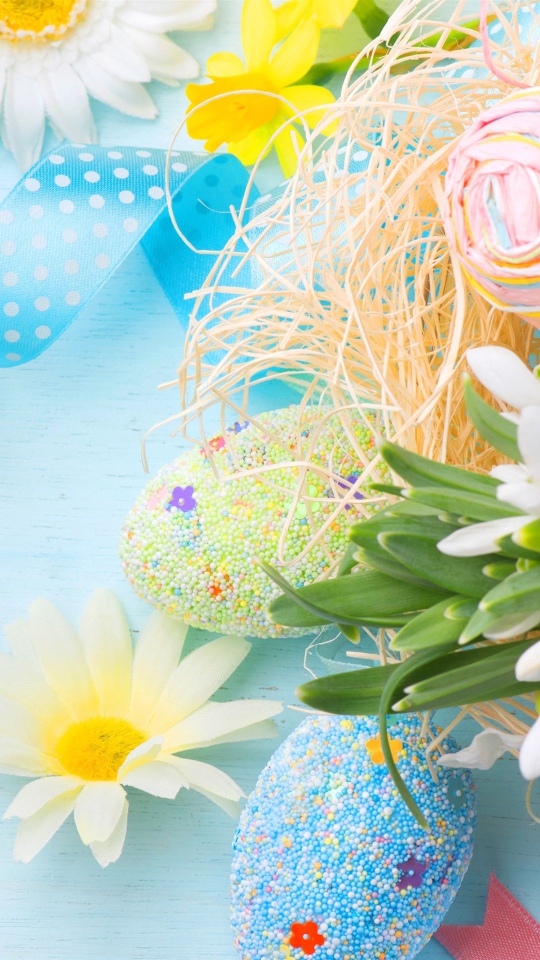 Spring, Easter, Colorful Eggs, Flowers 1080x1920 IPhone 8 7 6 6S